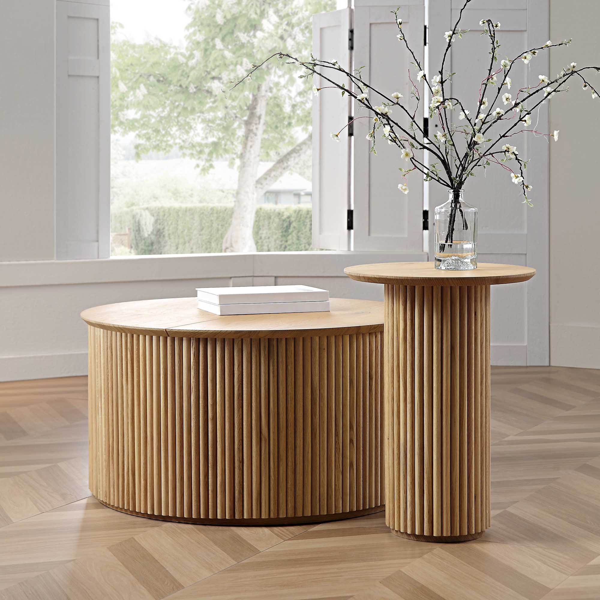 Maru Oak Round Side Table, Oak