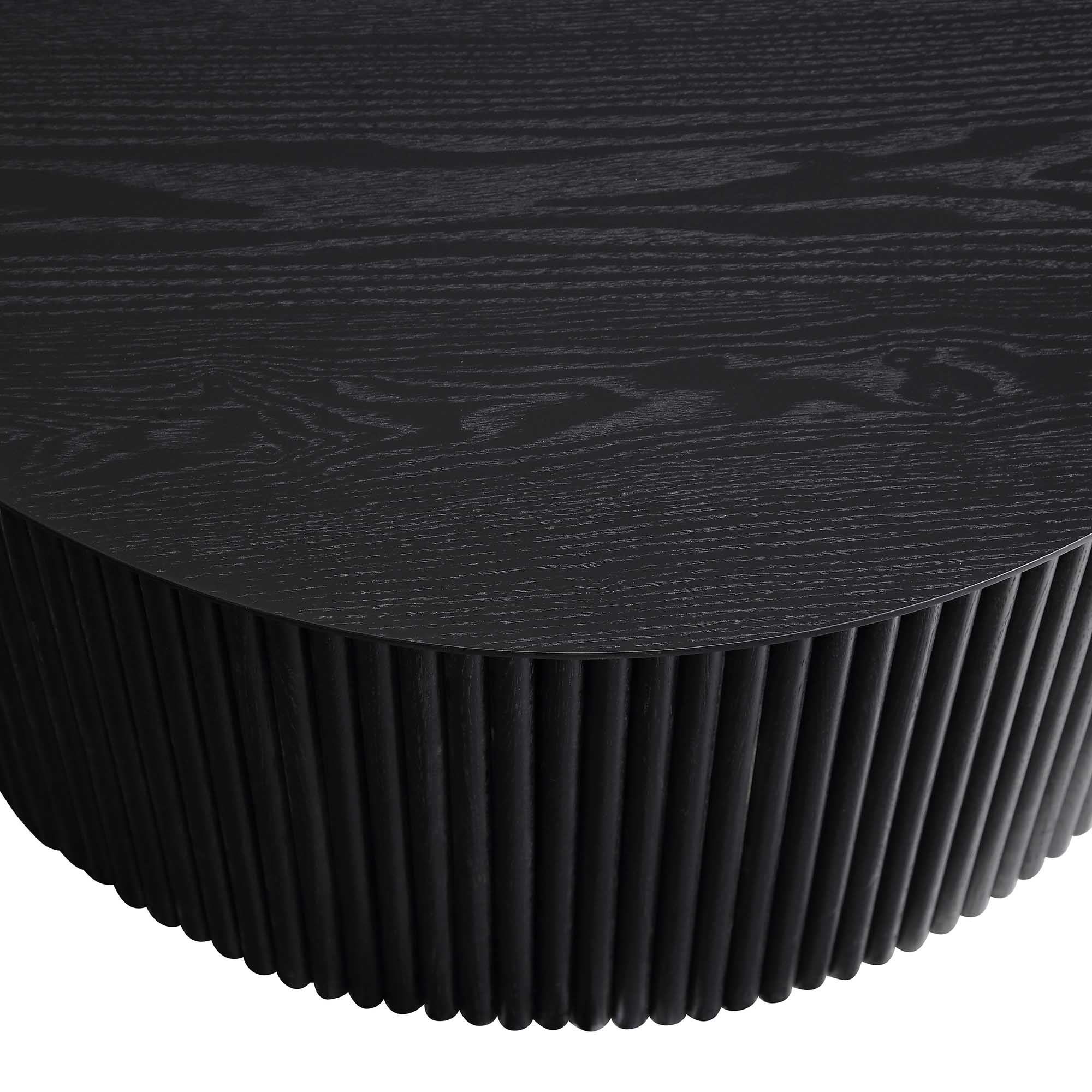 Maru Oak Round Coffee Table with Storage, Black