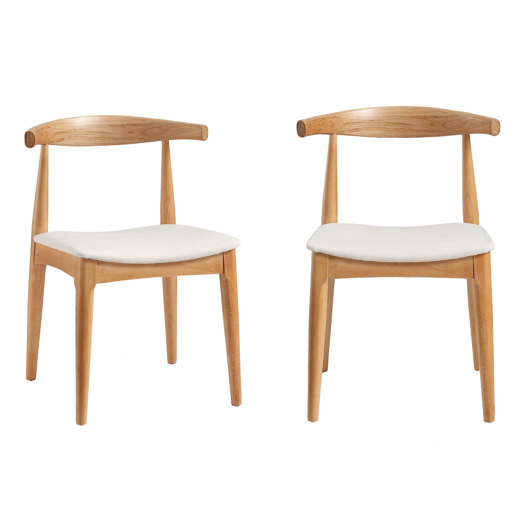 Arley Set of 2 Beech Wood Dining Chairs, Natural and Beige