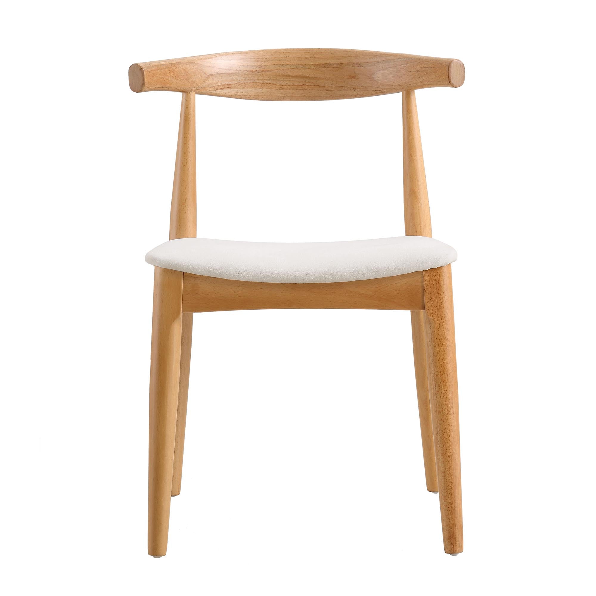 Arley Set of 2 Beech Wood Dining Chairs, Natural and Beige