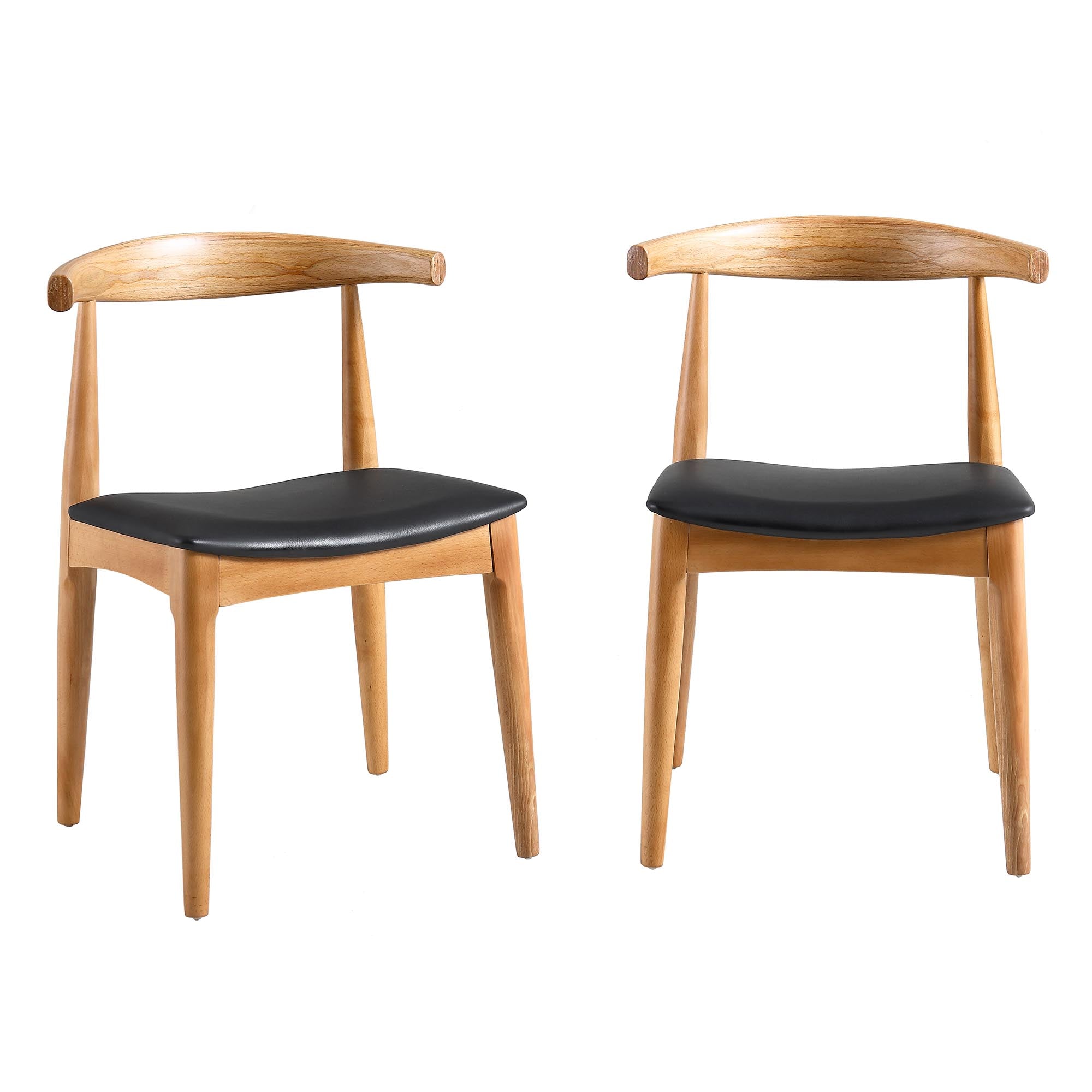 Arley Set of 2 Beech Wood Dining Chairs, Natural and Black