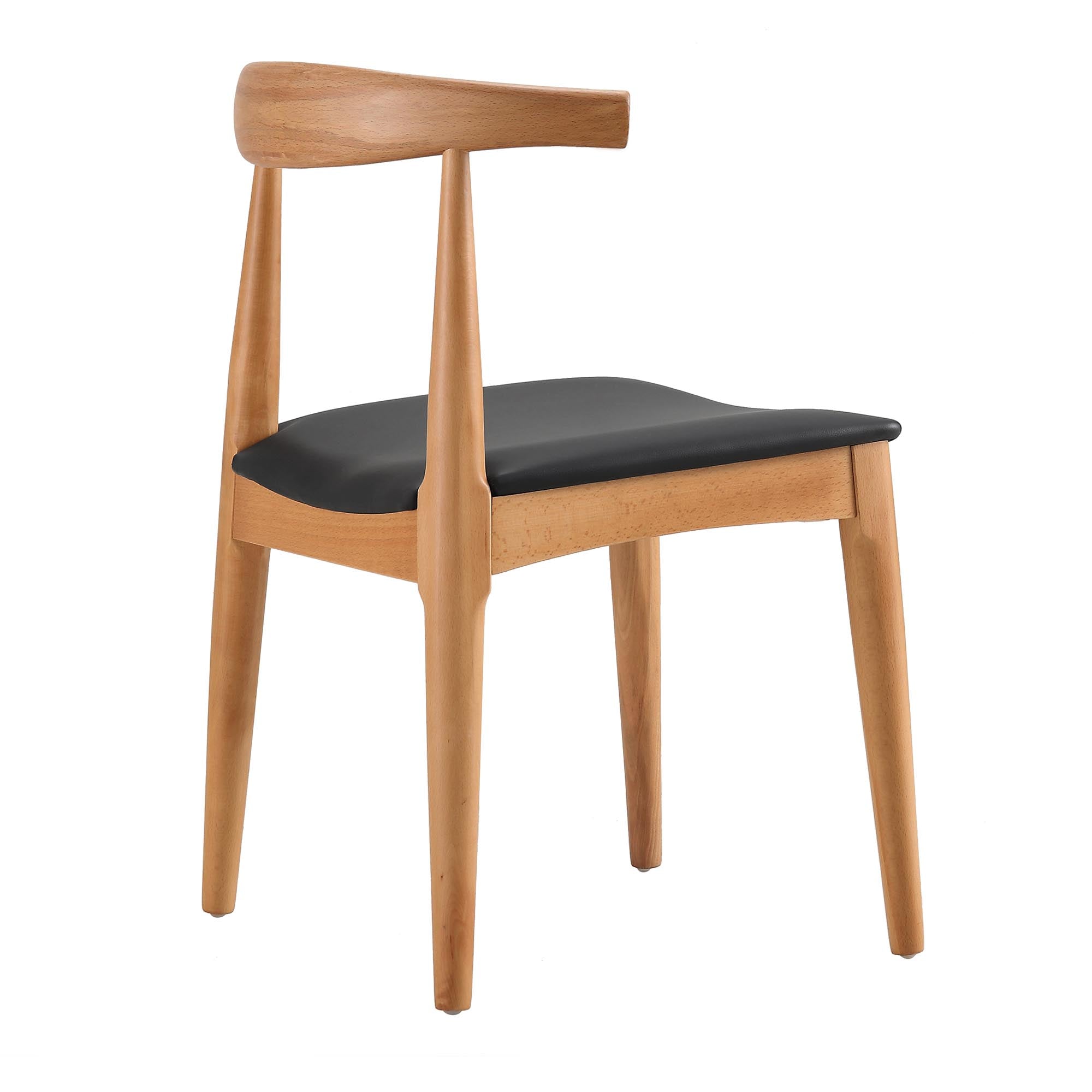 Arley Set of 2 Beech Wood Dining Chairs, Natural and Black