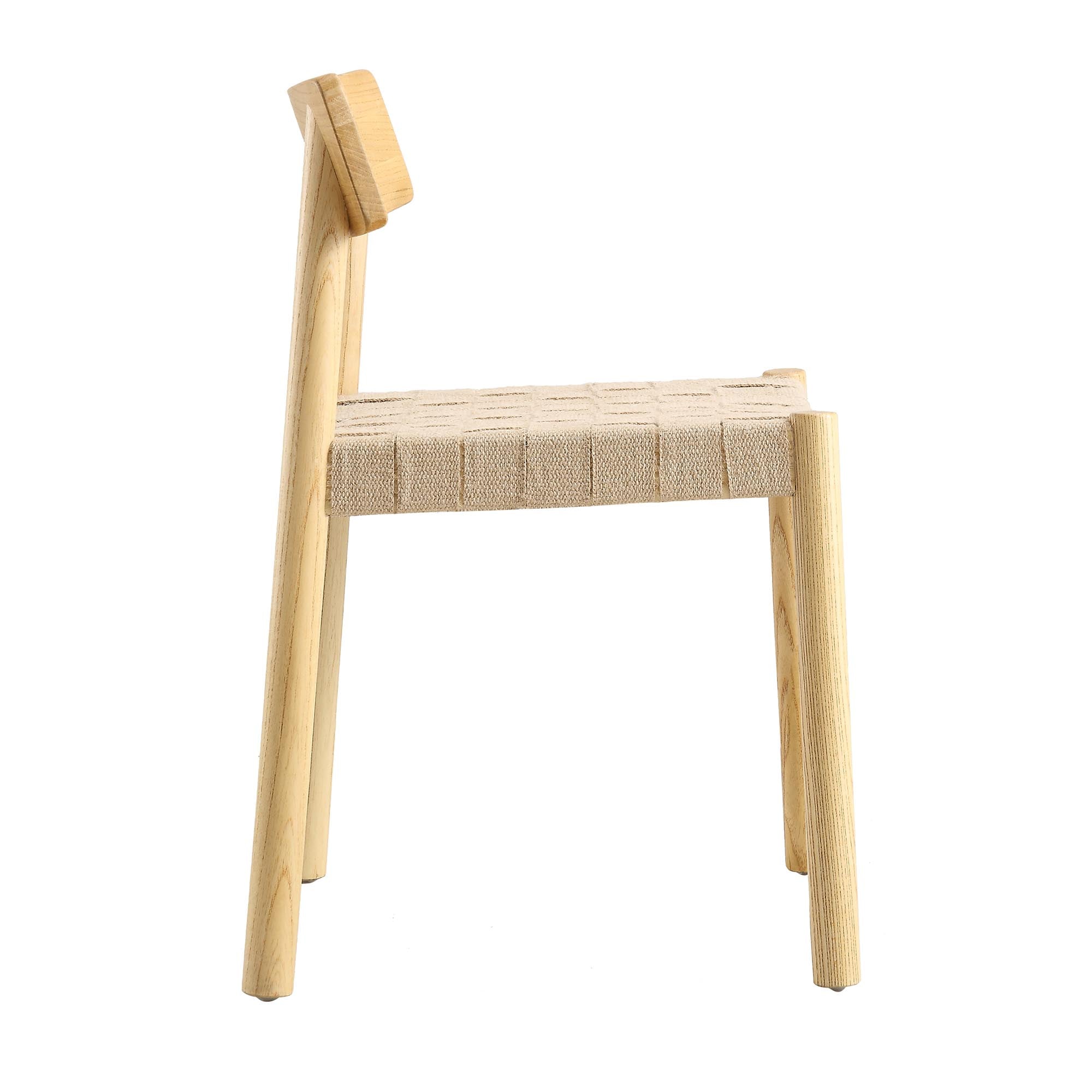 Ditton Set of 2 Elm Wood and Jute Dining Chairs, Natural