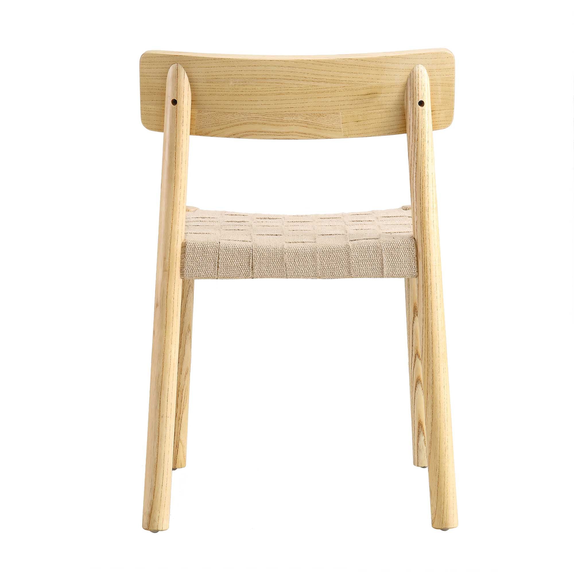 Ditton Set of 2 Elm Wood and Jute Dining Chairs, Natural