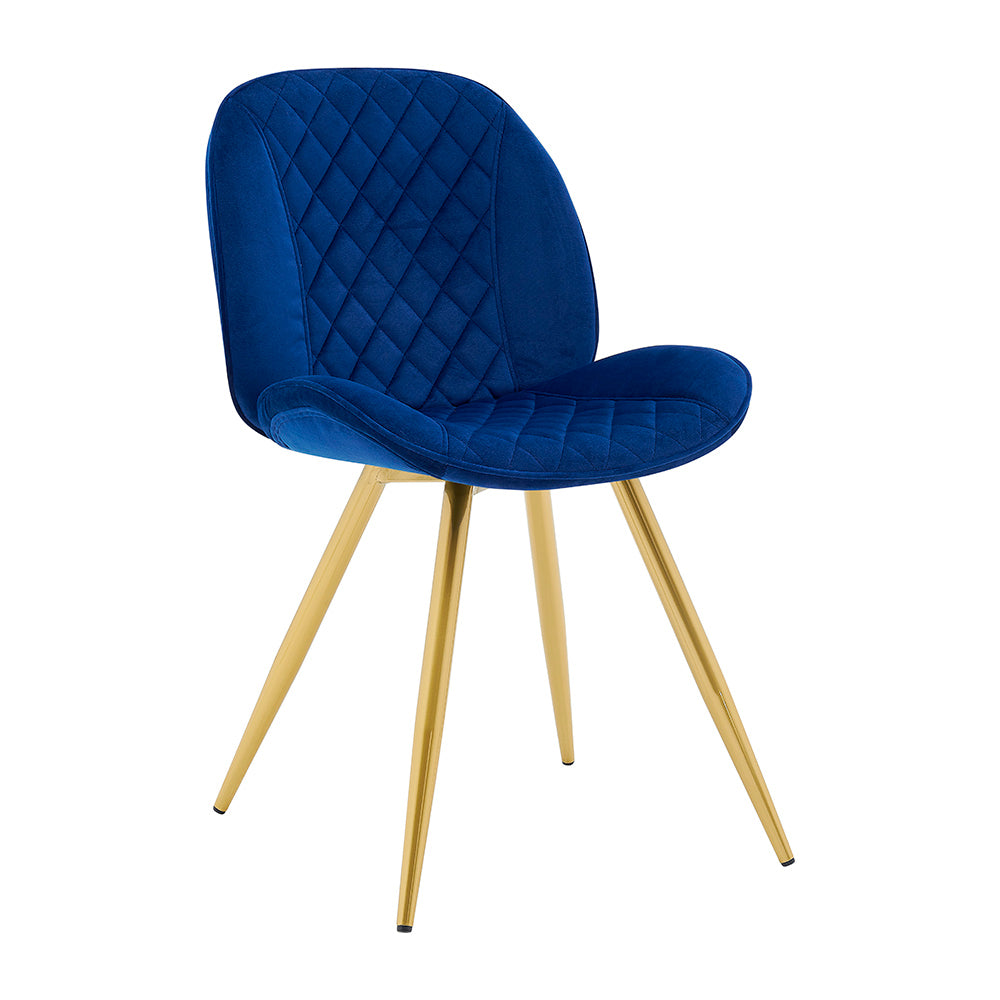 Cosford Diamond Stitch Set of 2 Dining Chairs (Blue Velvet)