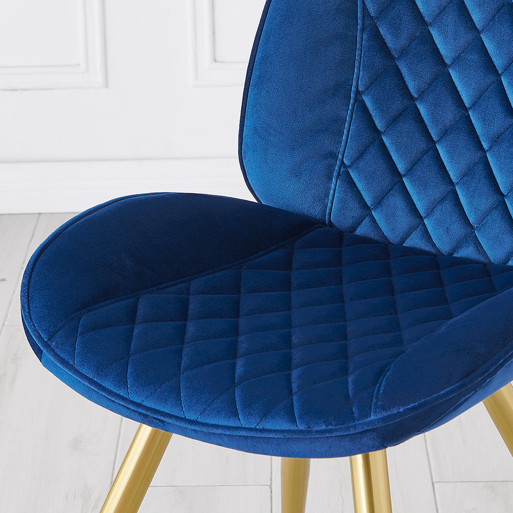 Cosford Diamond Stitch Set of 2 Dining Chairs (Blue Velvet)