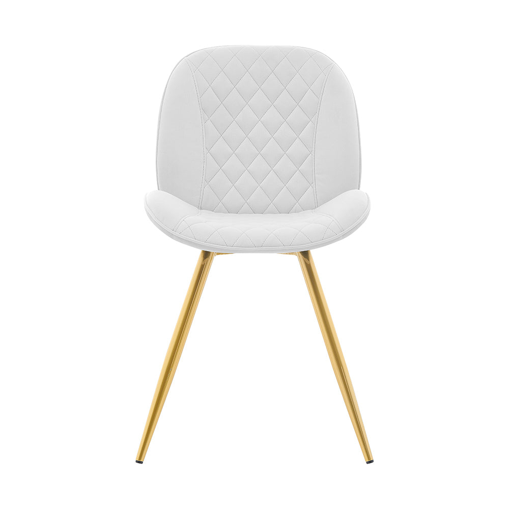 Cosford Diamond Stitch Set of 2 Dining Chairs (Cream White Velvet)