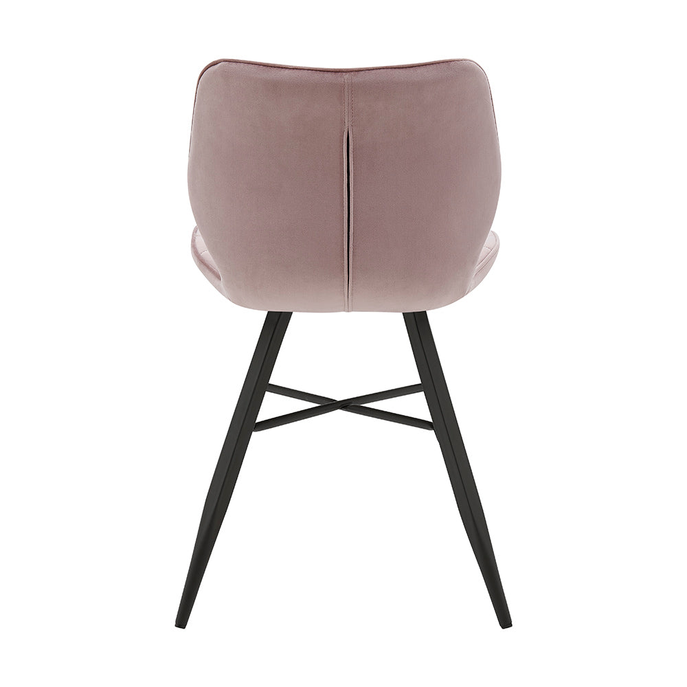 Ampney Velvet Diamond Stitch Set of 2 Dining Chairs with Metal Legs (Dusty Pink Velvet)