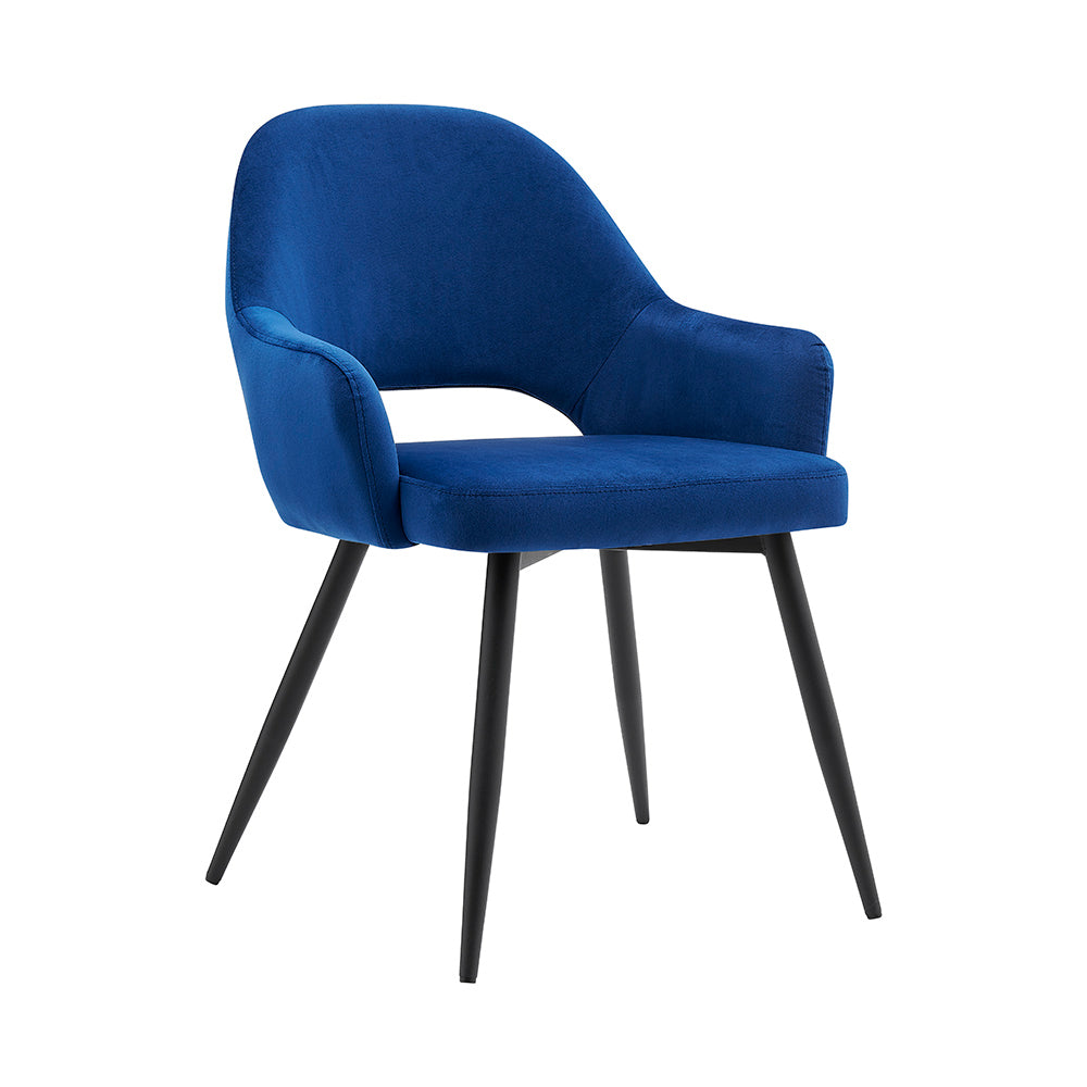 Belvoir Velvet Dining Chair with Metal Legs (Blue Velvet)