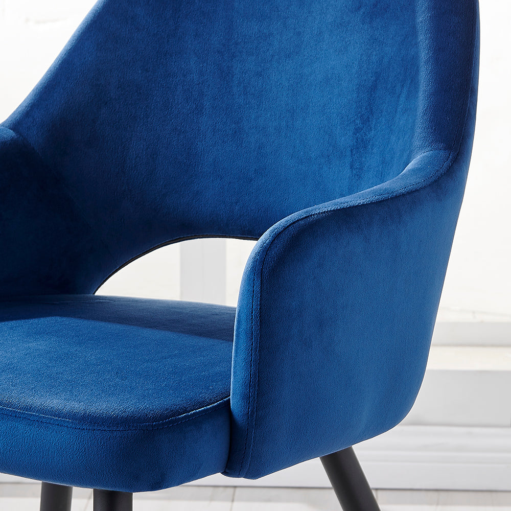 Belvoir Velvet Dining Chair with Metal Legs (Blue Velvet)