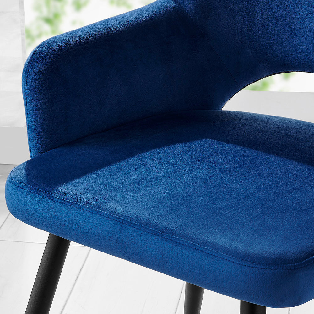 Belvoir Velvet Dining Chair with Metal Legs (Blue Velvet)