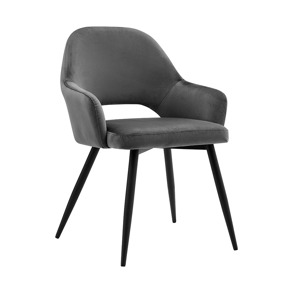 Belvoir Velvet Dining Chair with Metal Legs (Grey Velvet)