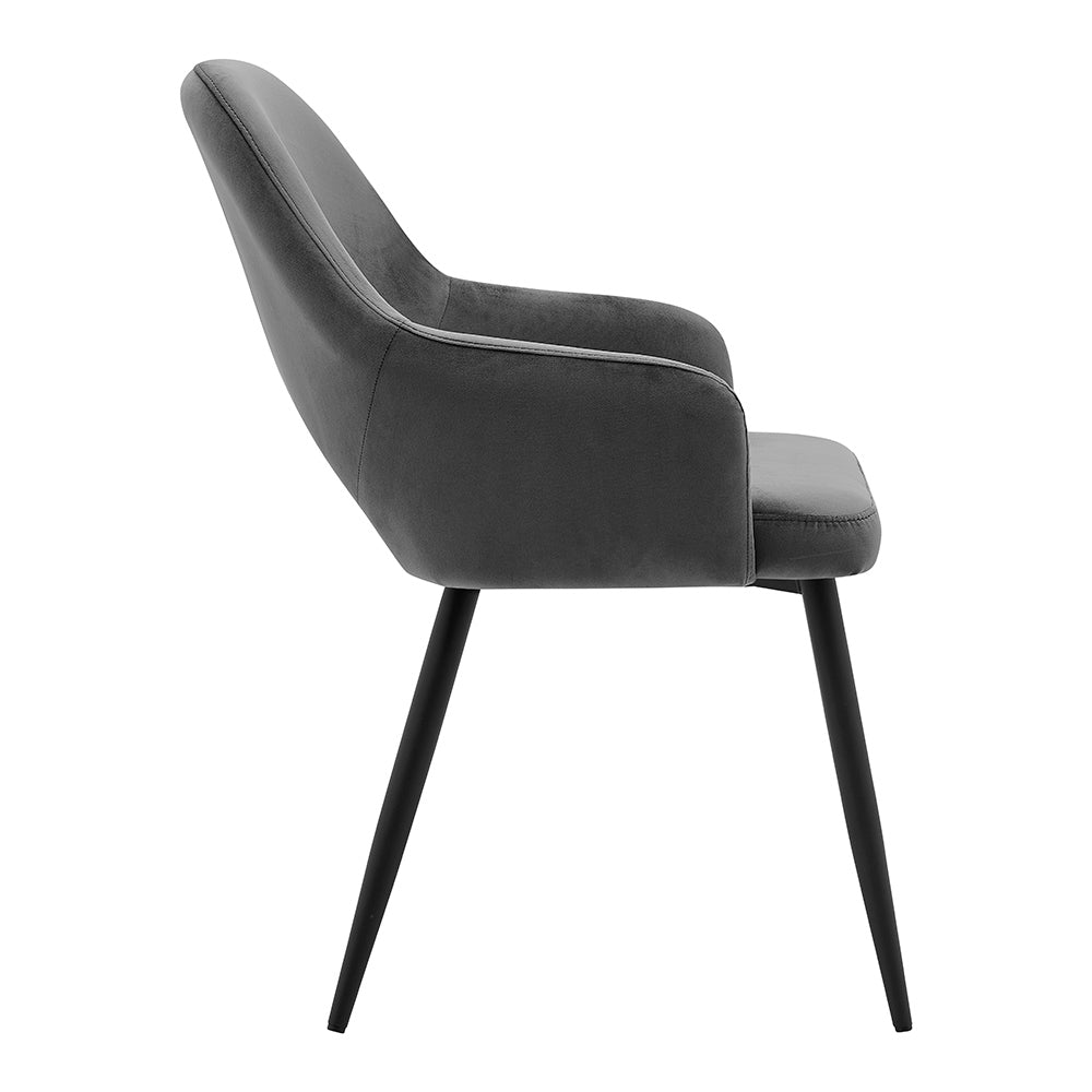 Belvoir Velvet Dining Chair with Metal Legs (Grey Velvet)