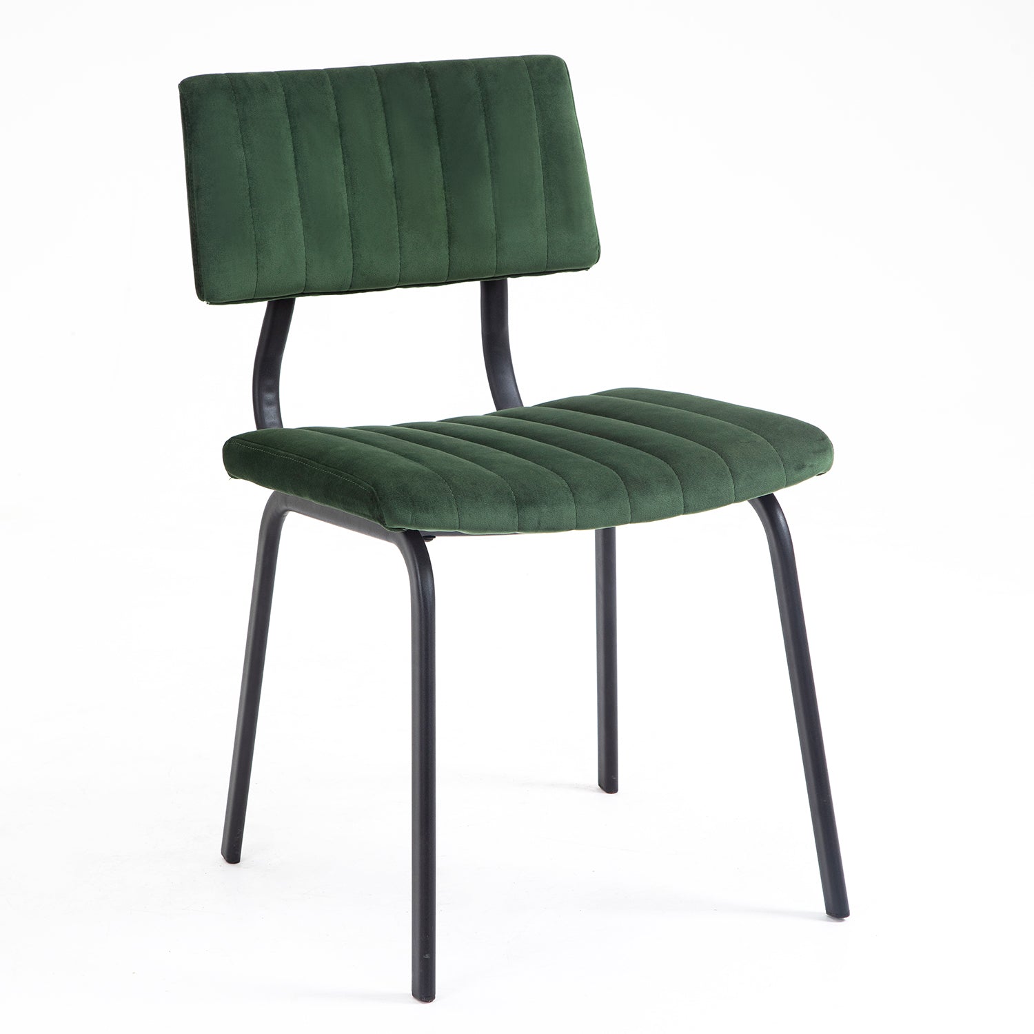 Charlecote Set of 2 Fluted Dining Chairs (Dark Green Velvet)