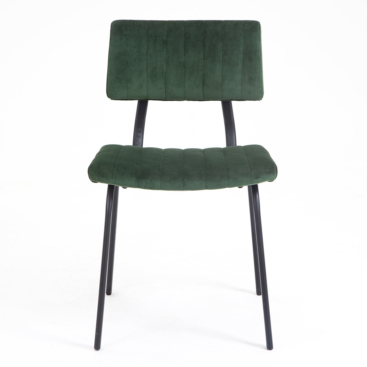 Charlecote Set of 2 Fluted Dining Chairs (Dark Green Velvet)