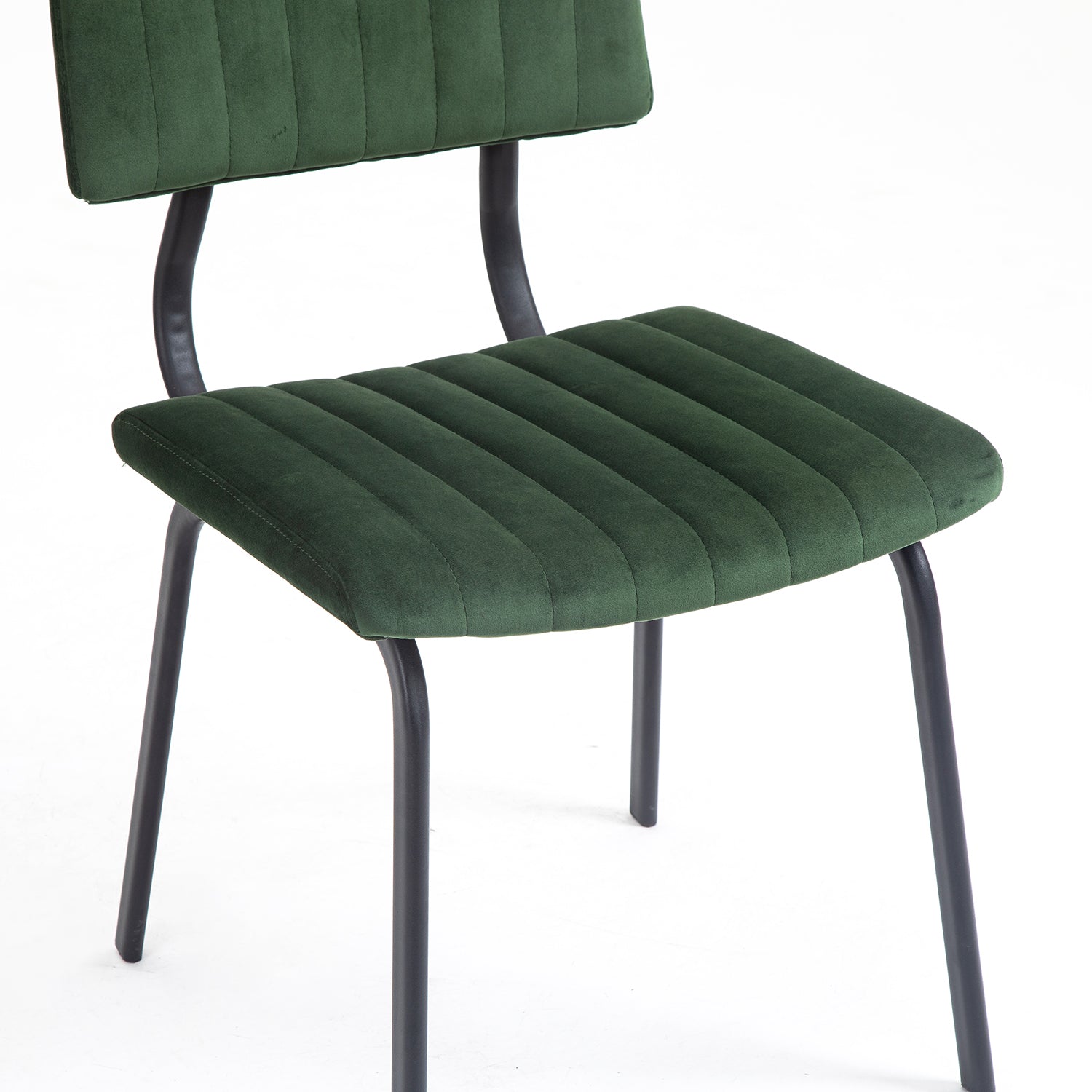 Charlecote Set of 2 Fluted Dining Chairs (Dark Green Velvet)