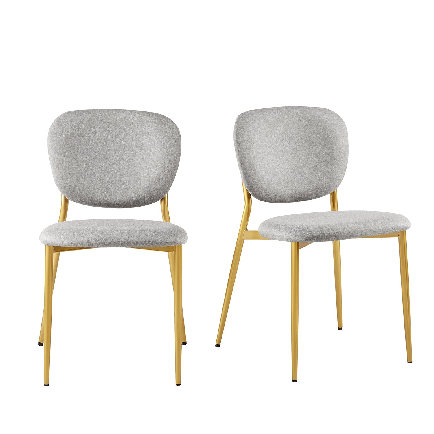 Kelmarsh Set of 2 Light Grey Fabric Upholstered Dining Chairs