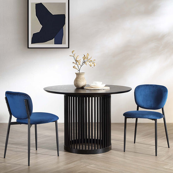 Kelmarsh Set of 2 Navy Blue Velvet Upholstered Dining Chairs