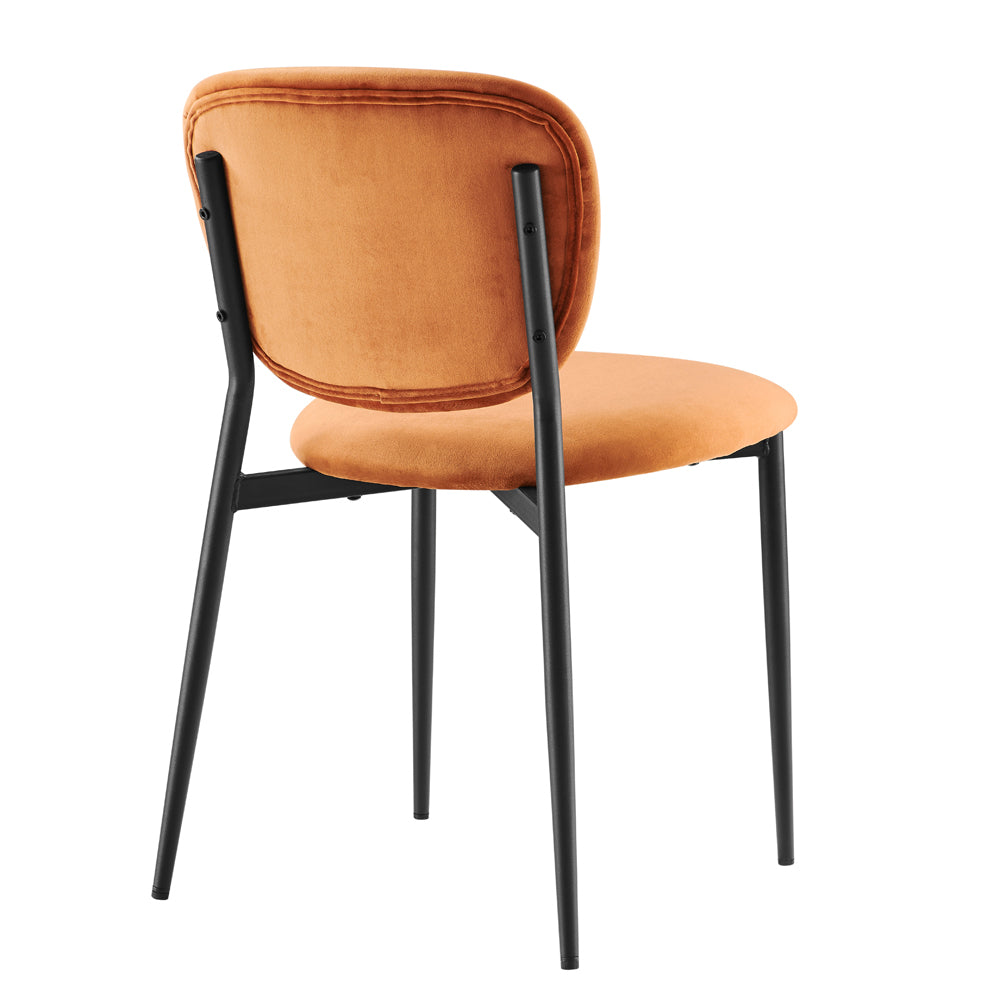 Kelmarsh Set of 2 Orange Velvet Upholstered Dining Chairs