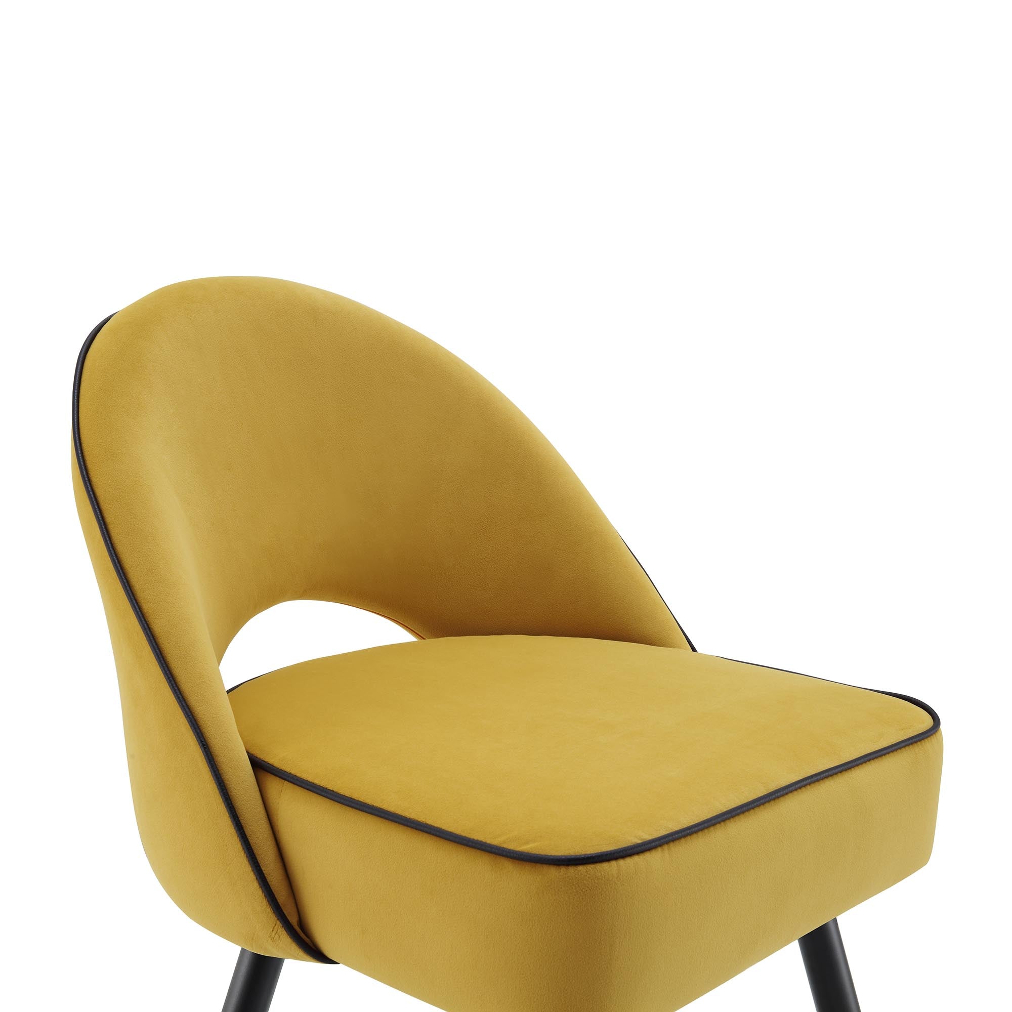 Oakley Set of 2 Mustard Yellow Velvet Upholstered Dining Chairs with Piping