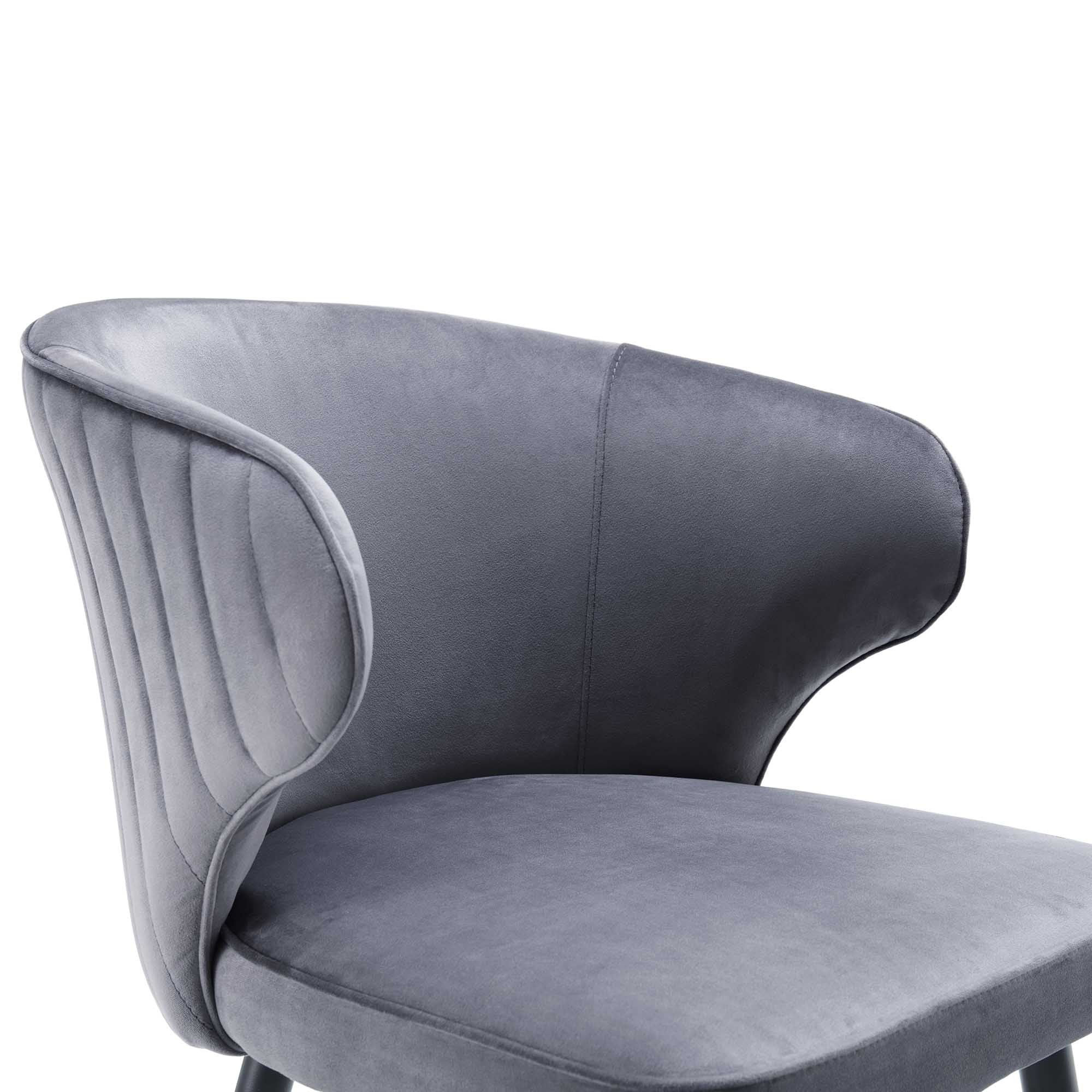 Langham Set of 2 Gray Velvet Upholstered Carver Dining Chairs