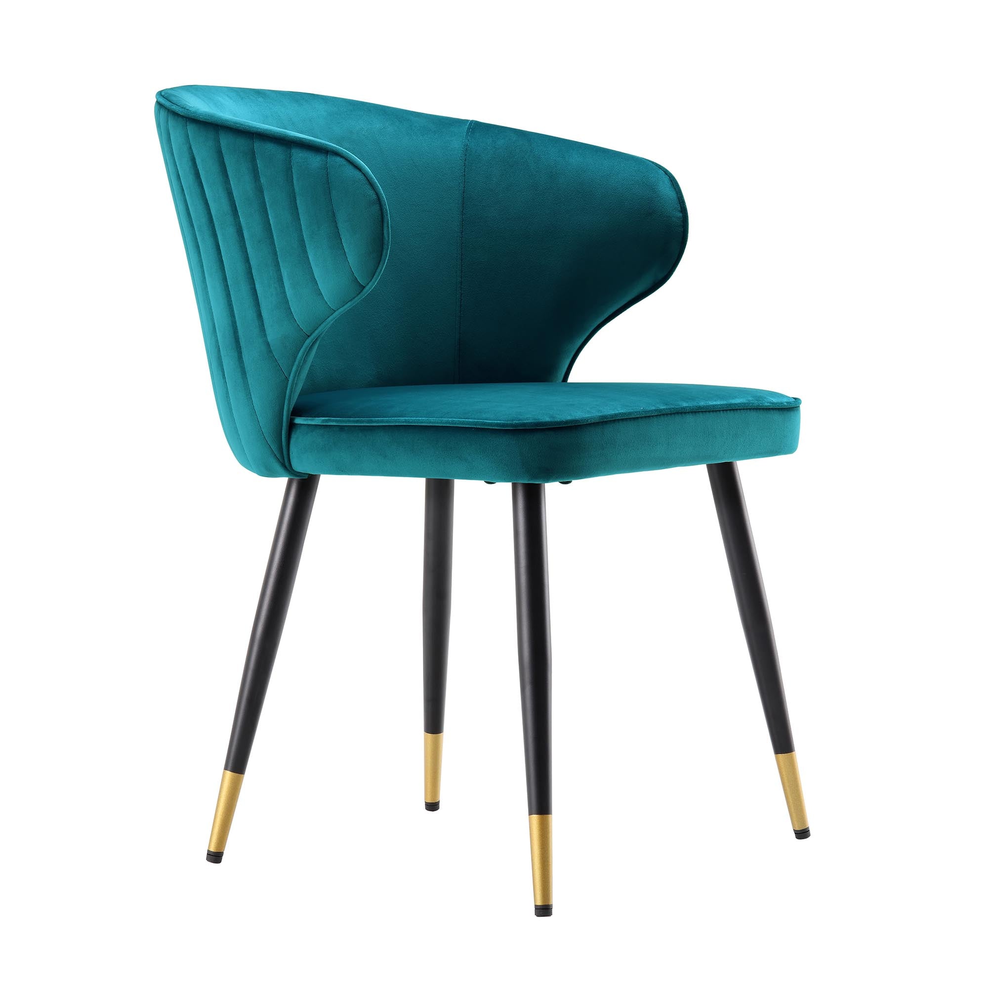 Langham Set of 2 Teal Velvet Upholstered Carver Dining Chairs