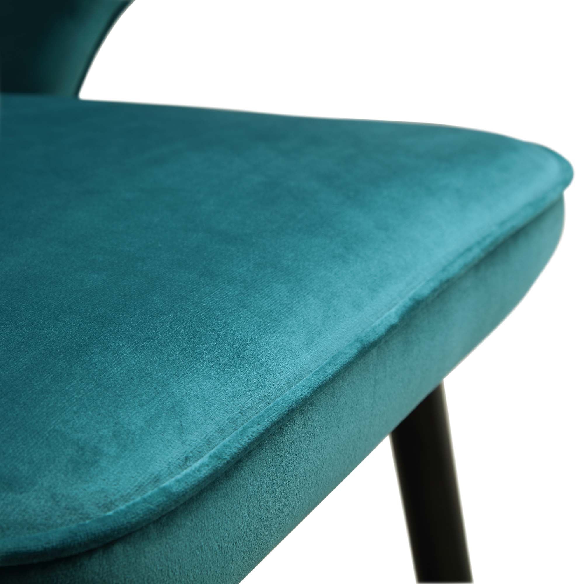 Langham Set of 2 Teal Velvet Upholstered Carver Dining Chairs