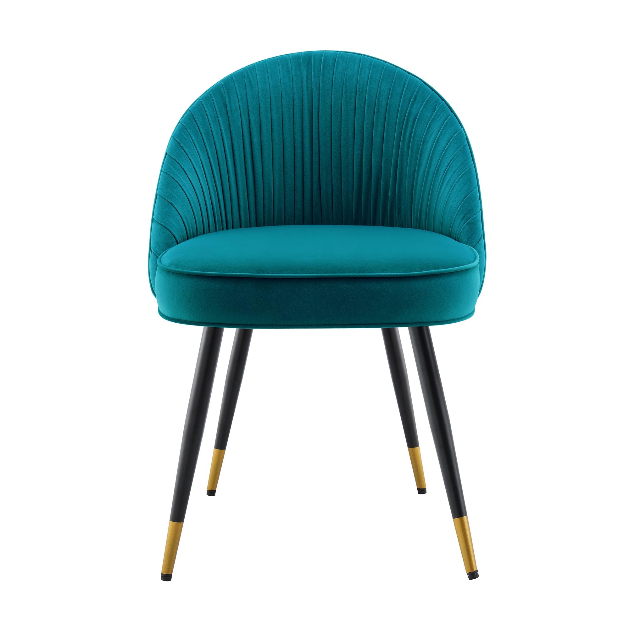 Miyae Set of 2 Pleated Teal Velvet Upholstered Dining Chairs