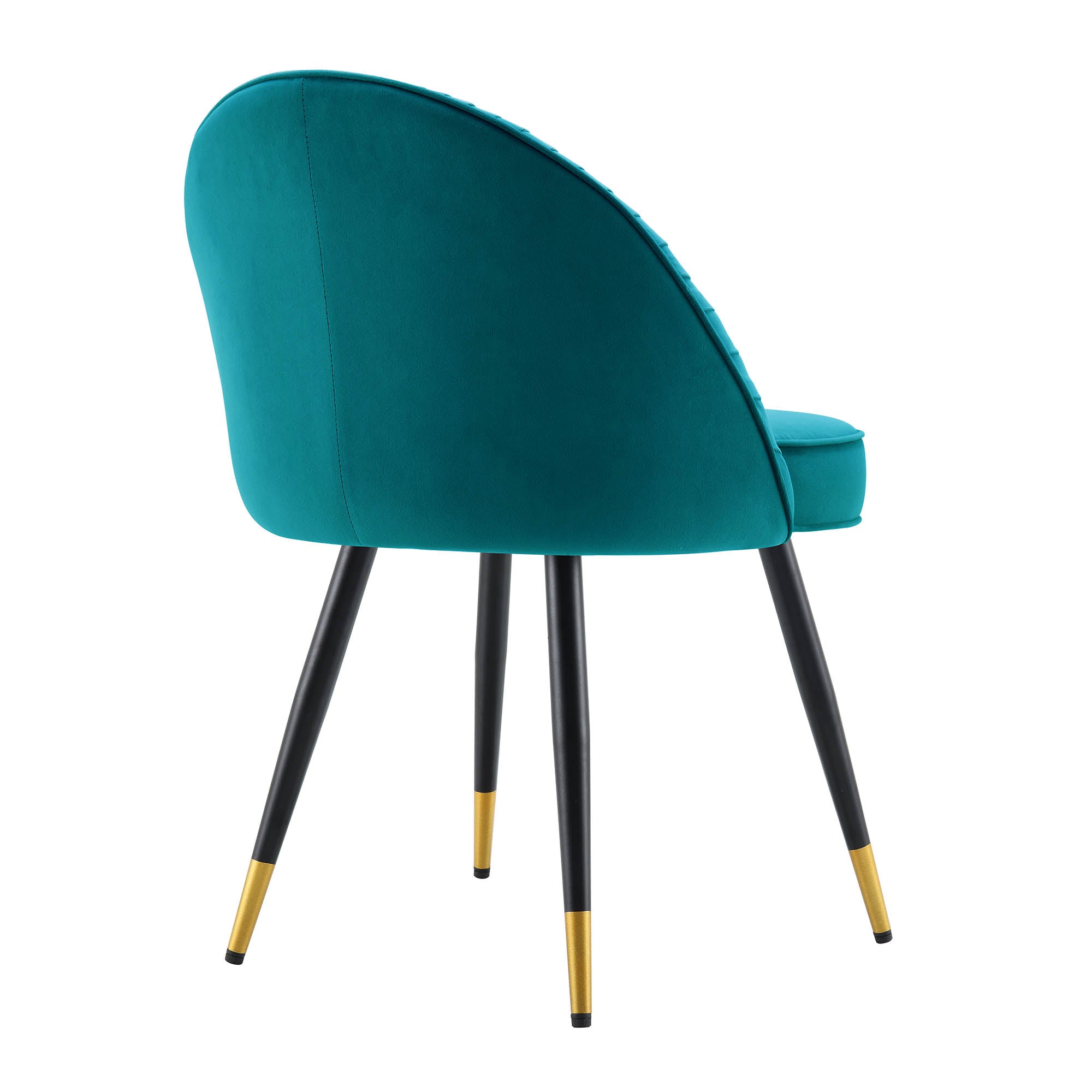 Miyae Set of 2 Pleated Teal Velvet Upholstered Dining Chairs