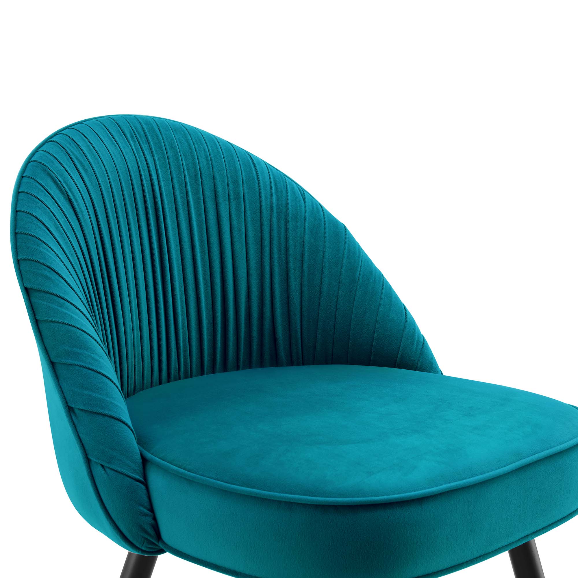 Miyae Set of 2 Pleated Teal Velvet Upholstered Dining Chairs