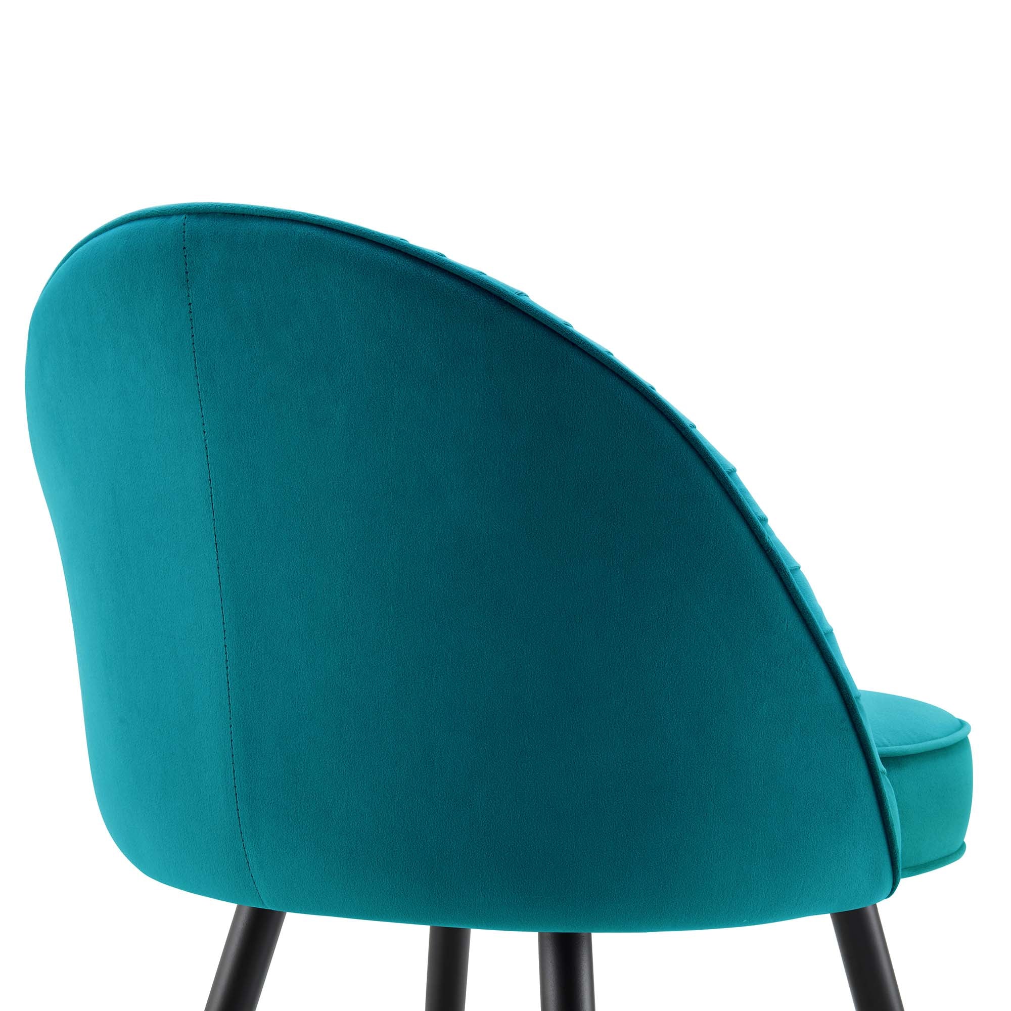 Miyae Set of 2 Pleated Teal Velvet Upholstered Dining Chairs