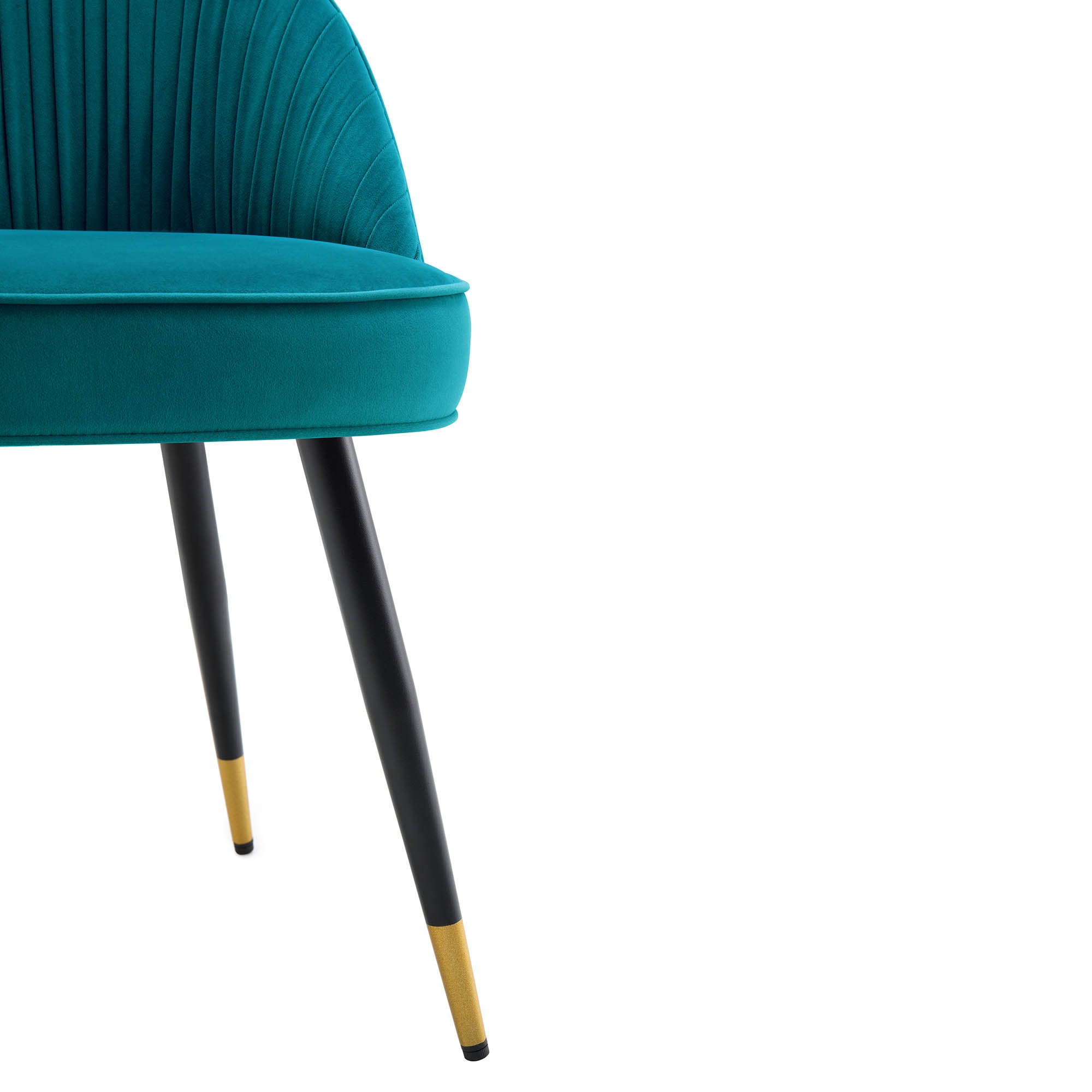 Miyae Set of 2 Pleated Teal Velvet Upholstered Dining Chairs