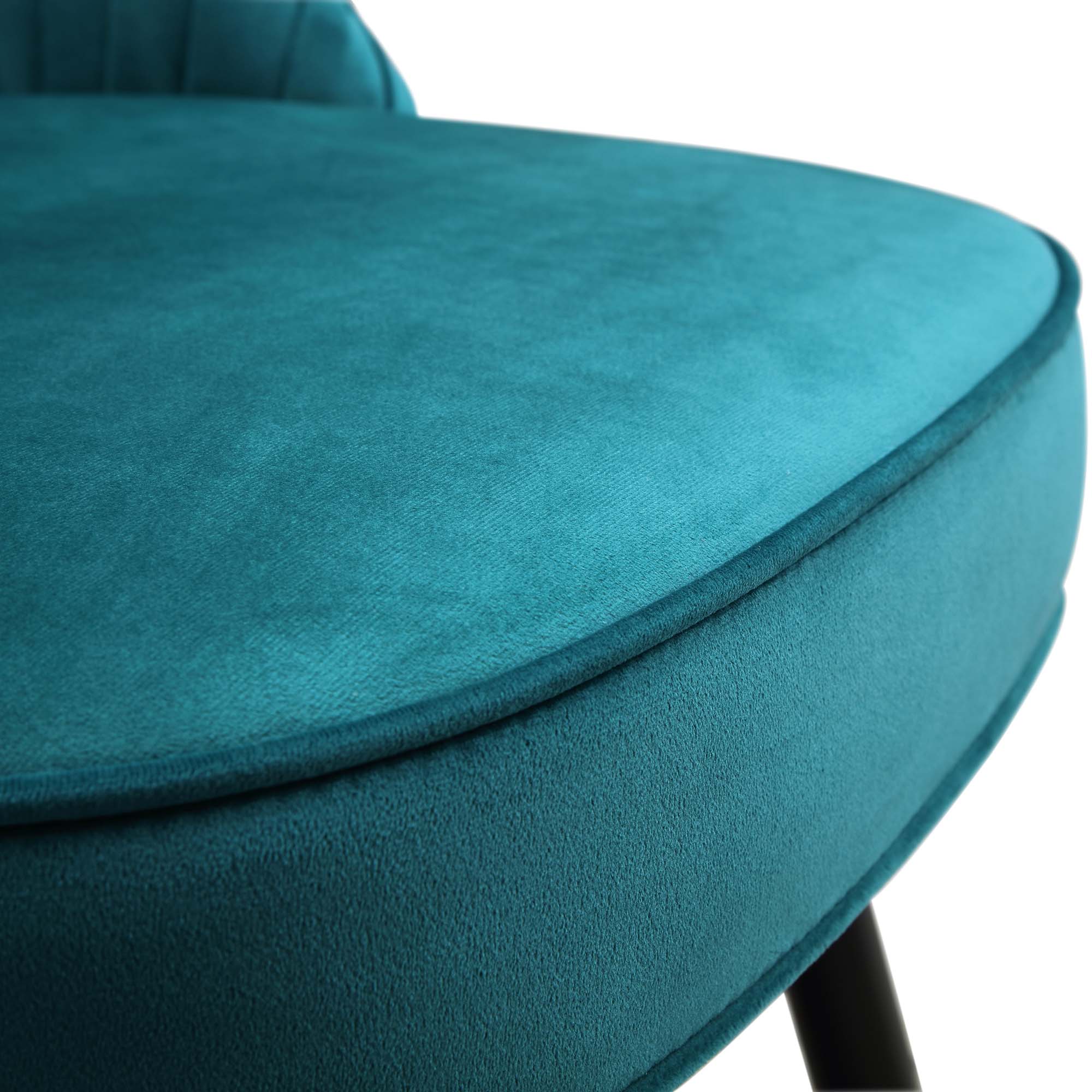 Miyae Set of 2 Pleated Teal Velvet Upholstered Dining Chairs