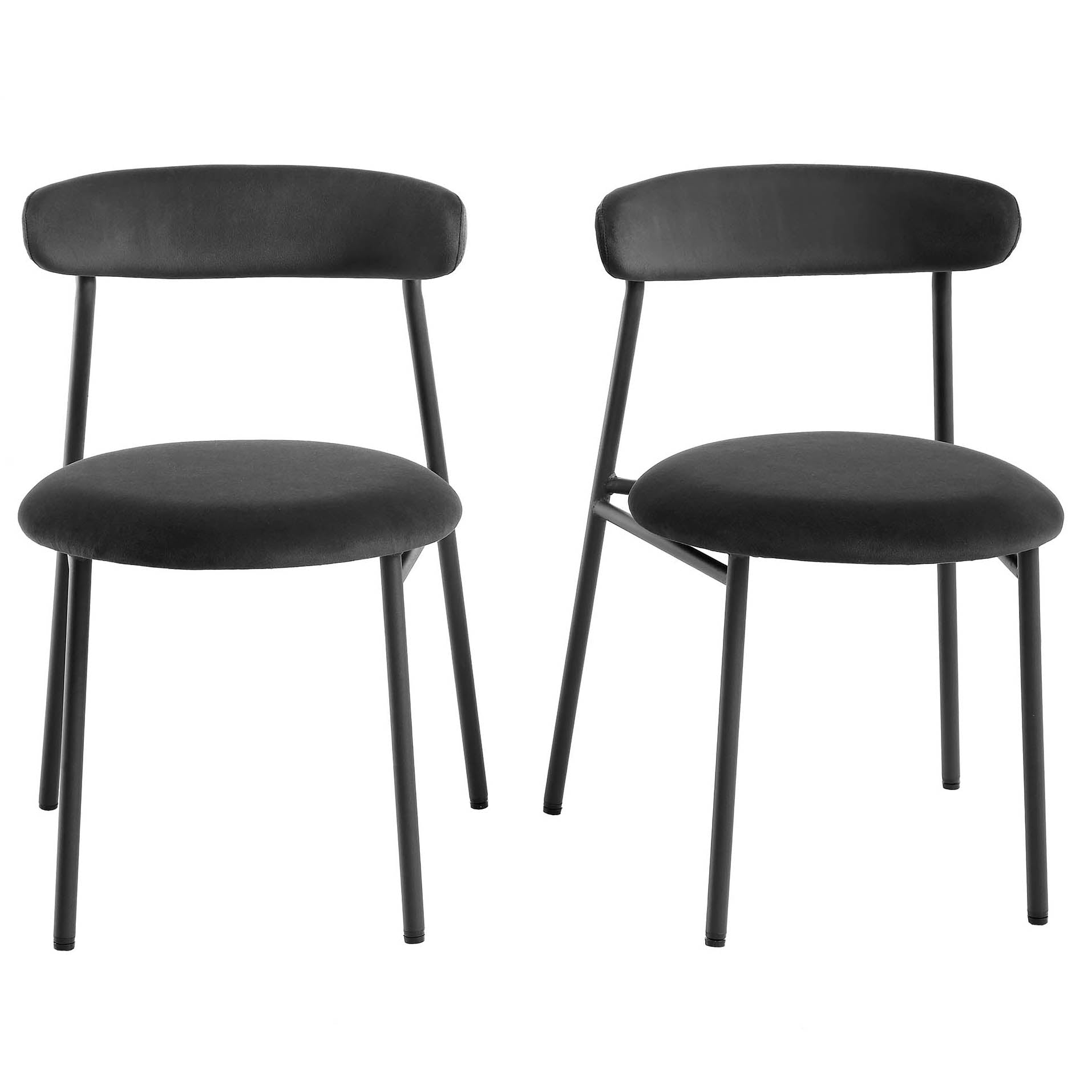 Donna Set of 2 Charcoal Velvet Dining Chairs