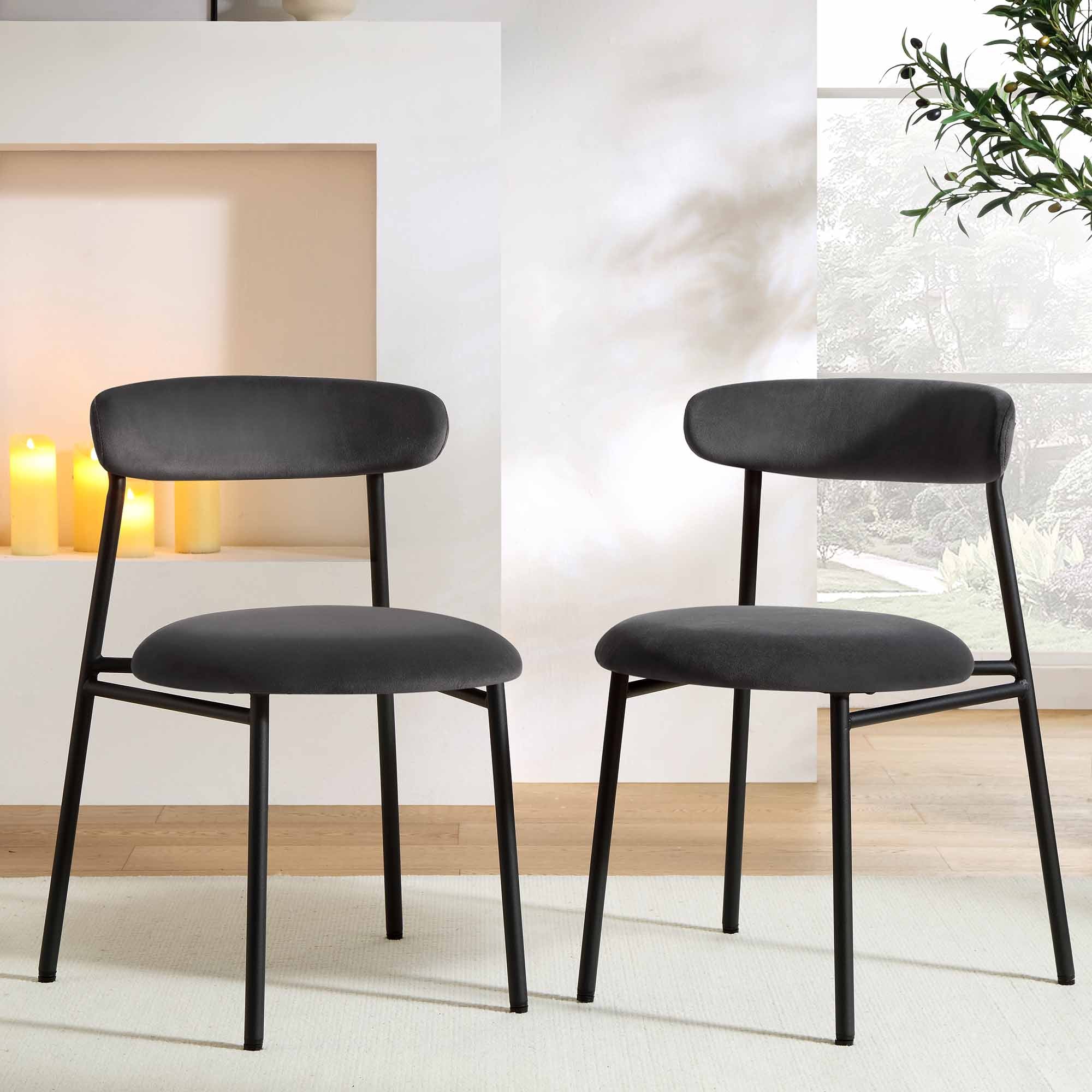 Donna Set of 2 Charcoal Velvet Dining Chairs