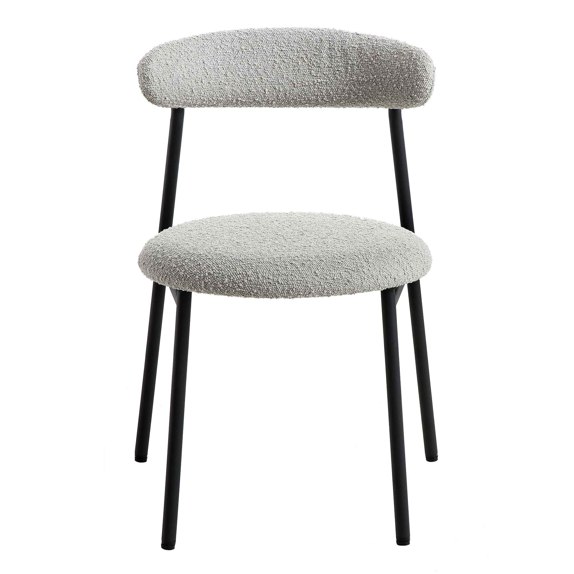 Donna Set of 2 Light Gray Boucle Dining Chairs