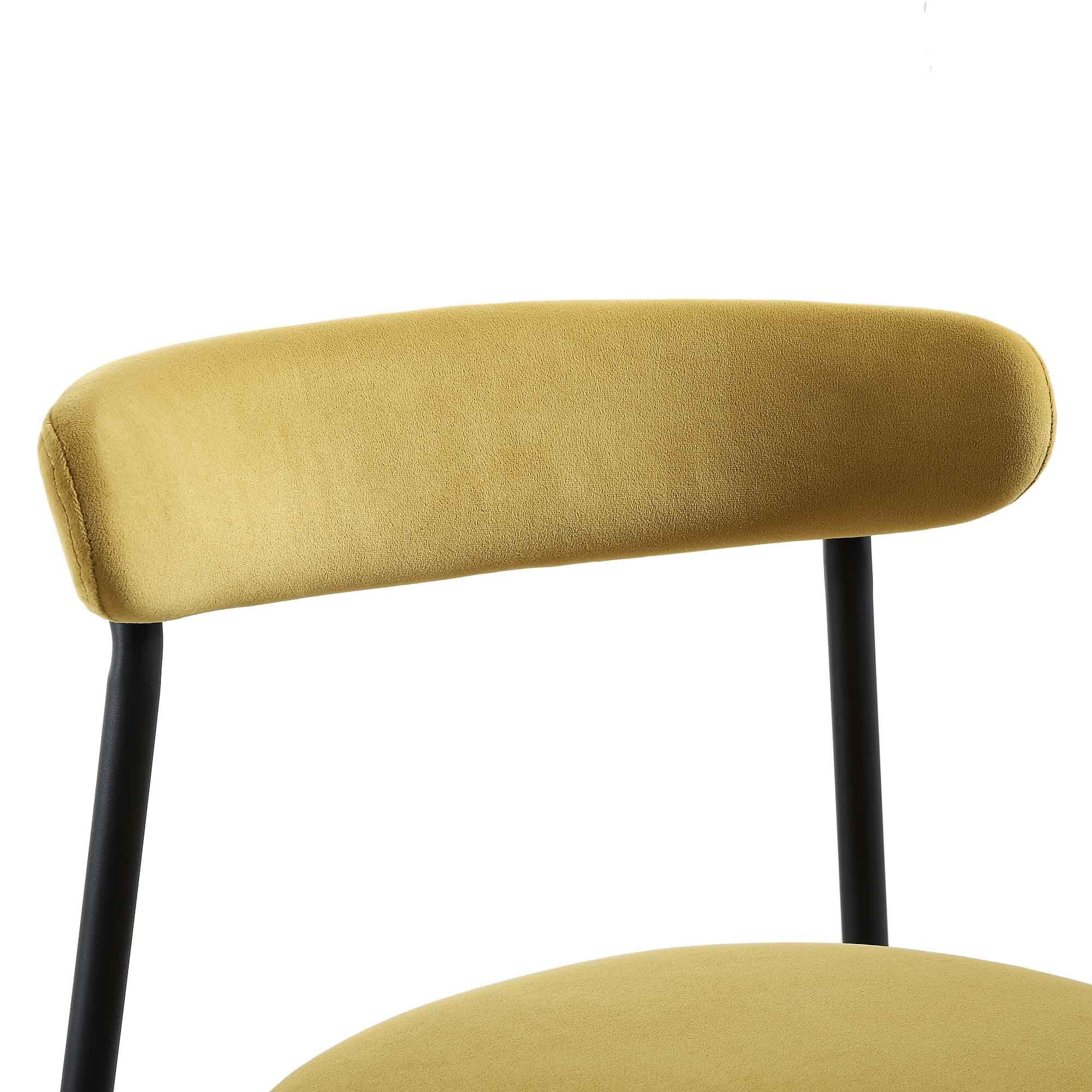 Donna Set of 2 Mustard Yellow Velvet Dining Chairs