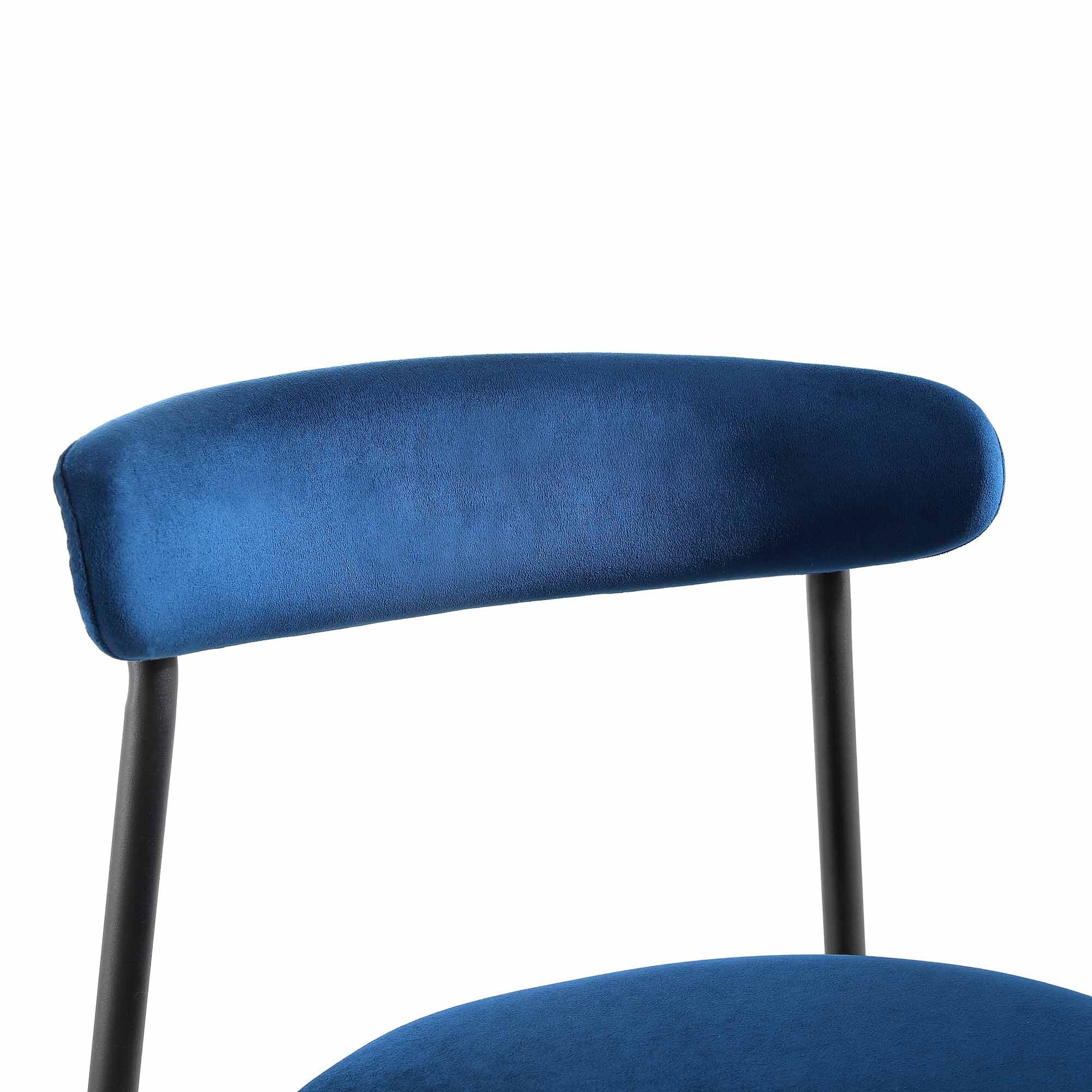 Donna Set of 2 Navy Blue Velvet Dining Chairs