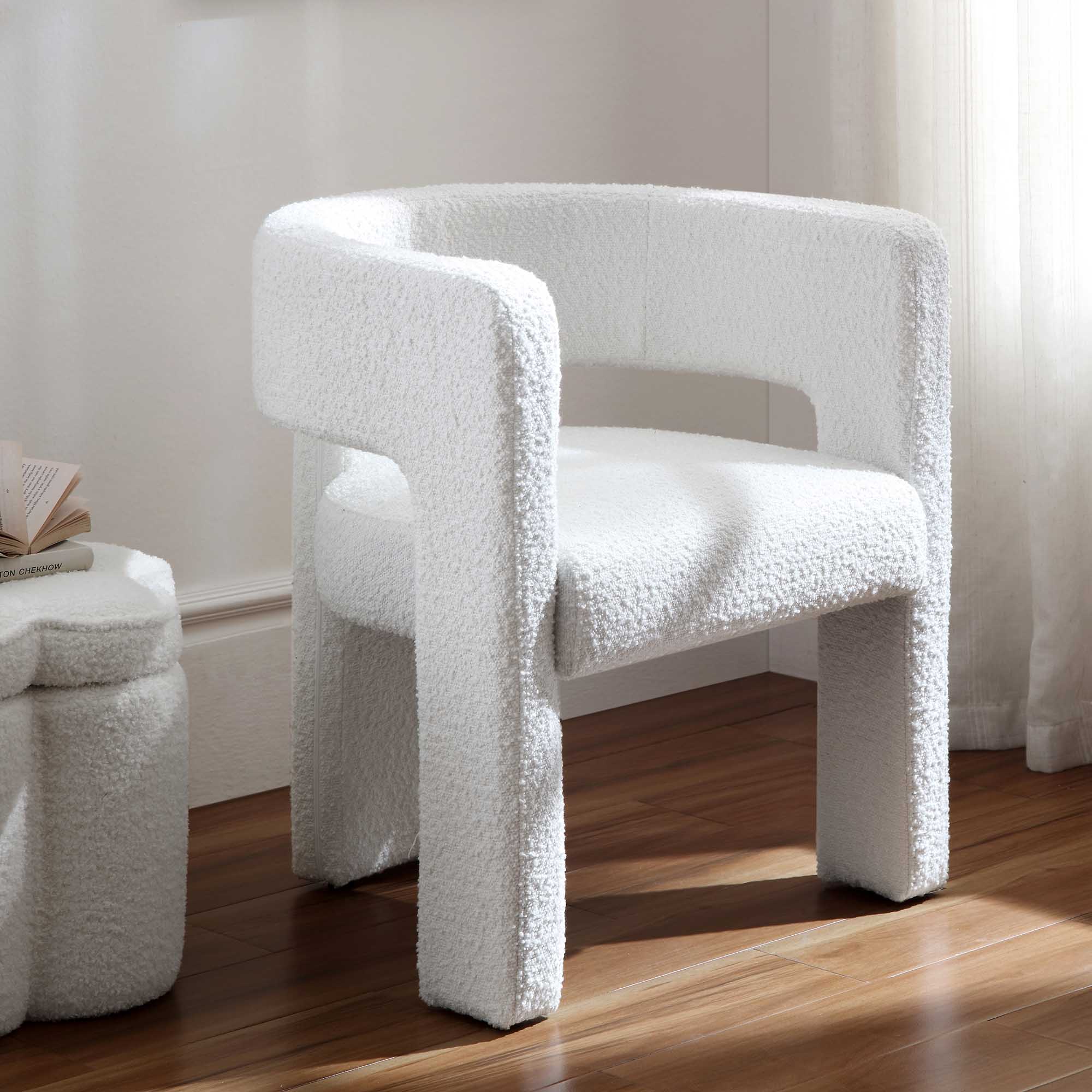 Greenwich White Boucle Dining Chair