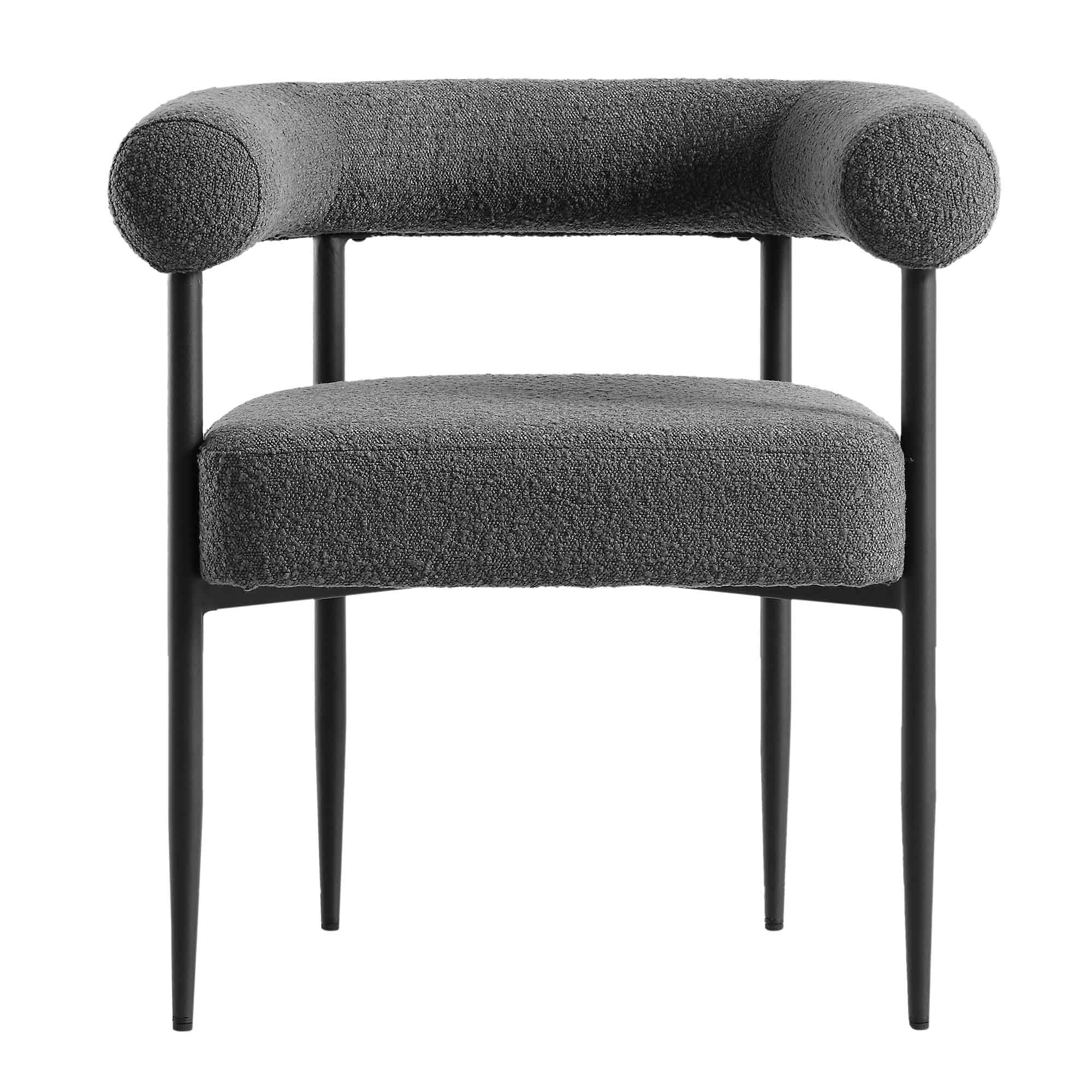 Fulbourn Charcoal Boucle Dining Chair with Black Metal Legs