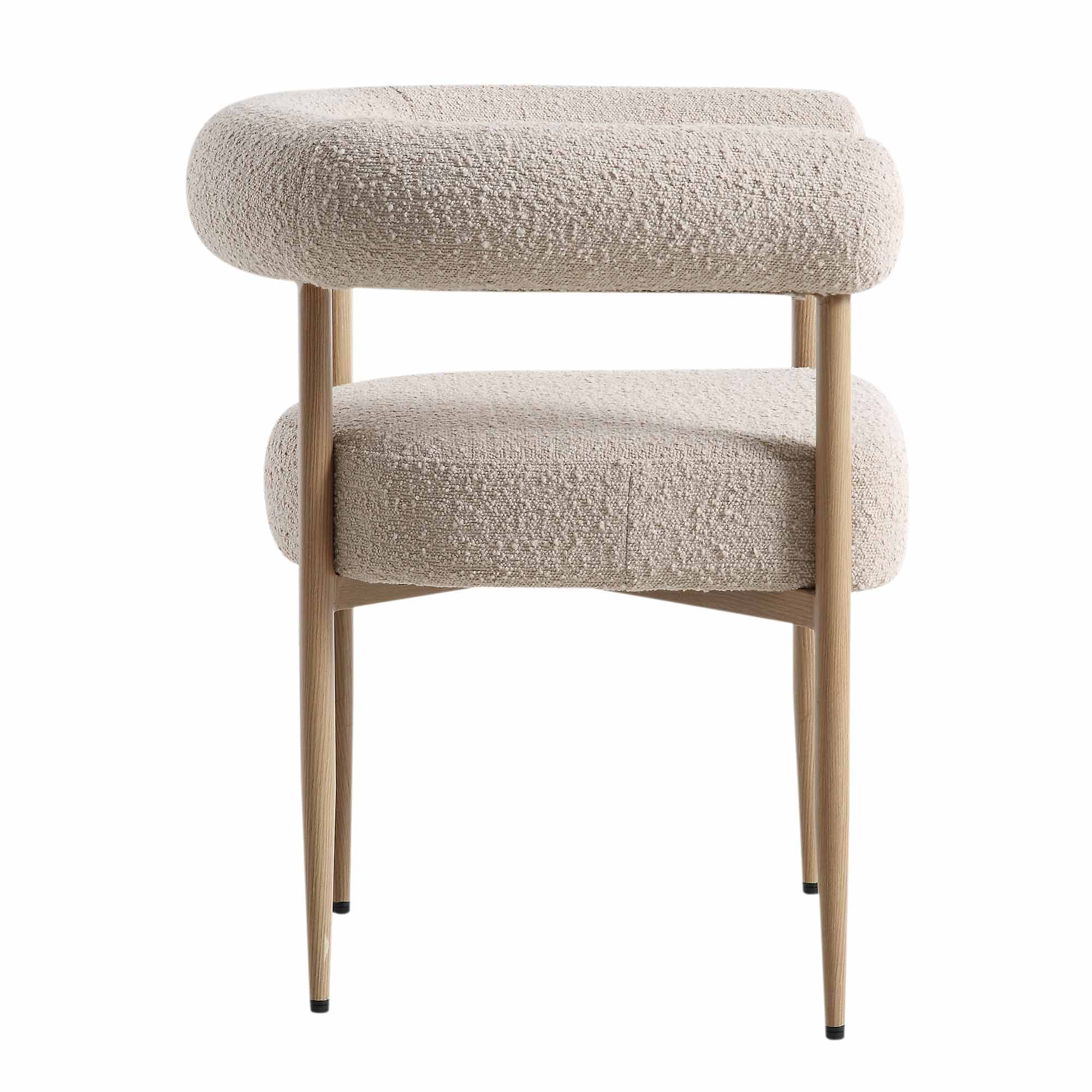 Fulbourn Taupe Boucle Dining Chair with Natural Wood Effect Legs