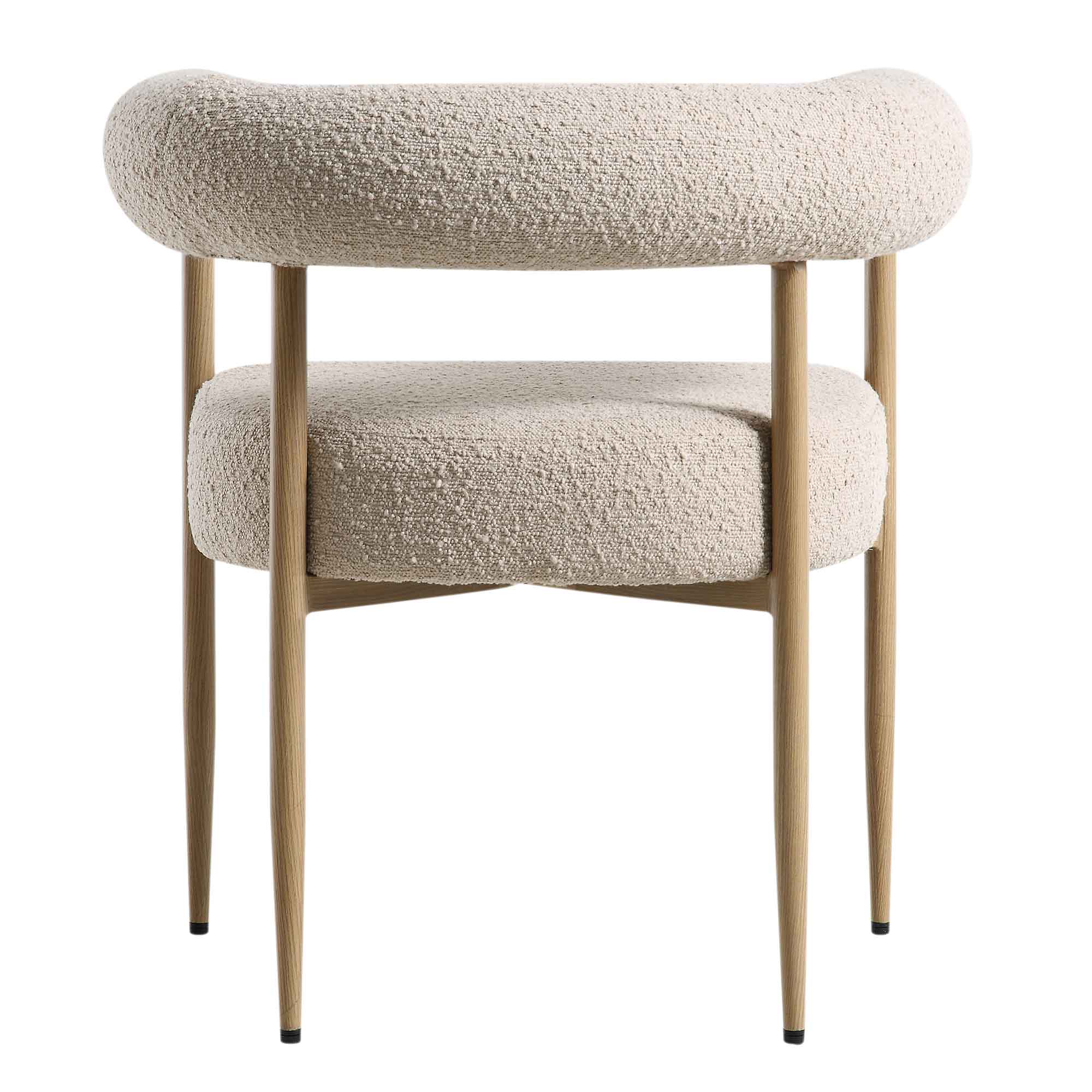 Fulbourn Taupe Boucle Dining Chair with Natural Wood Effect Legs