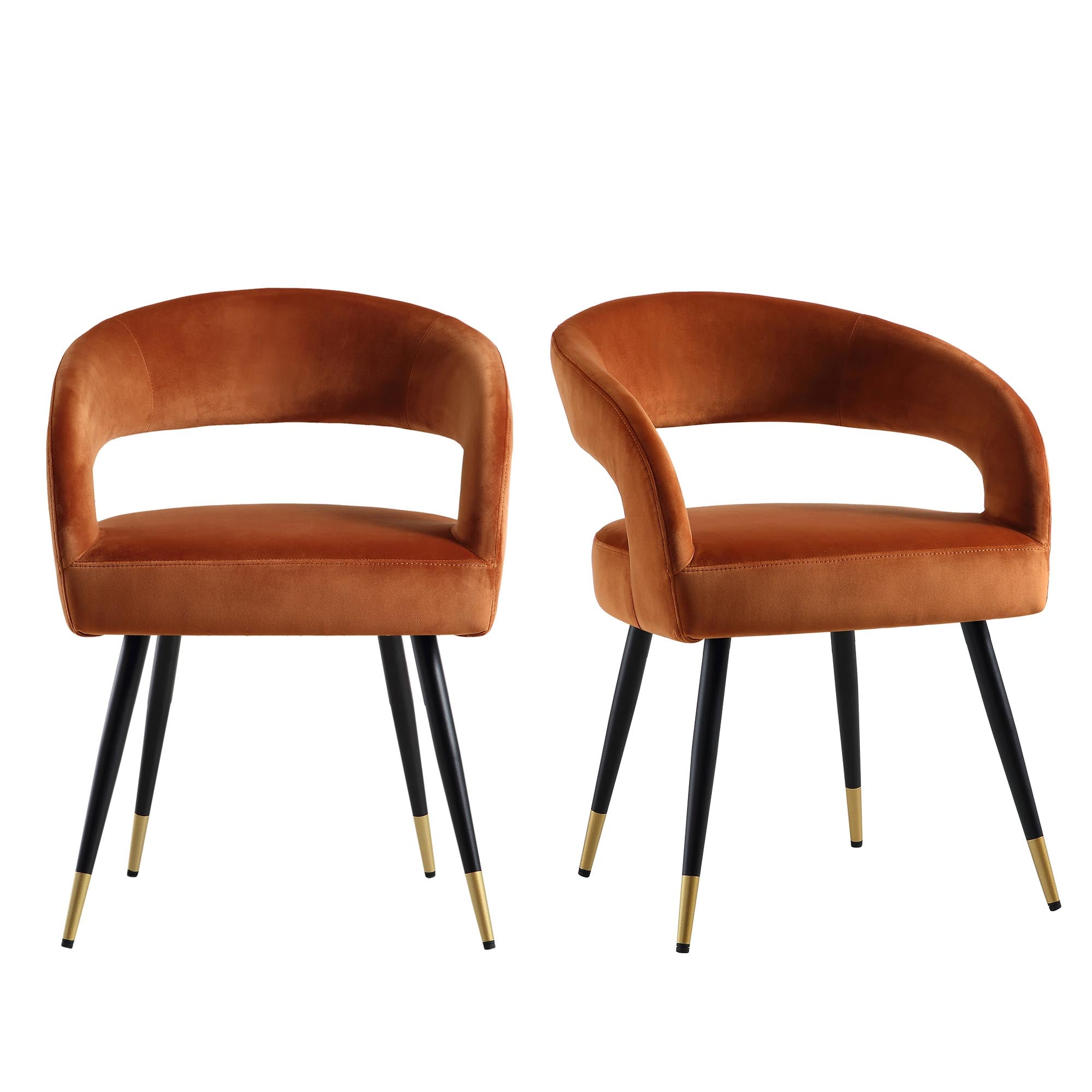 Laurel Wave Rust Velvet Set of 2 Dining Chairs