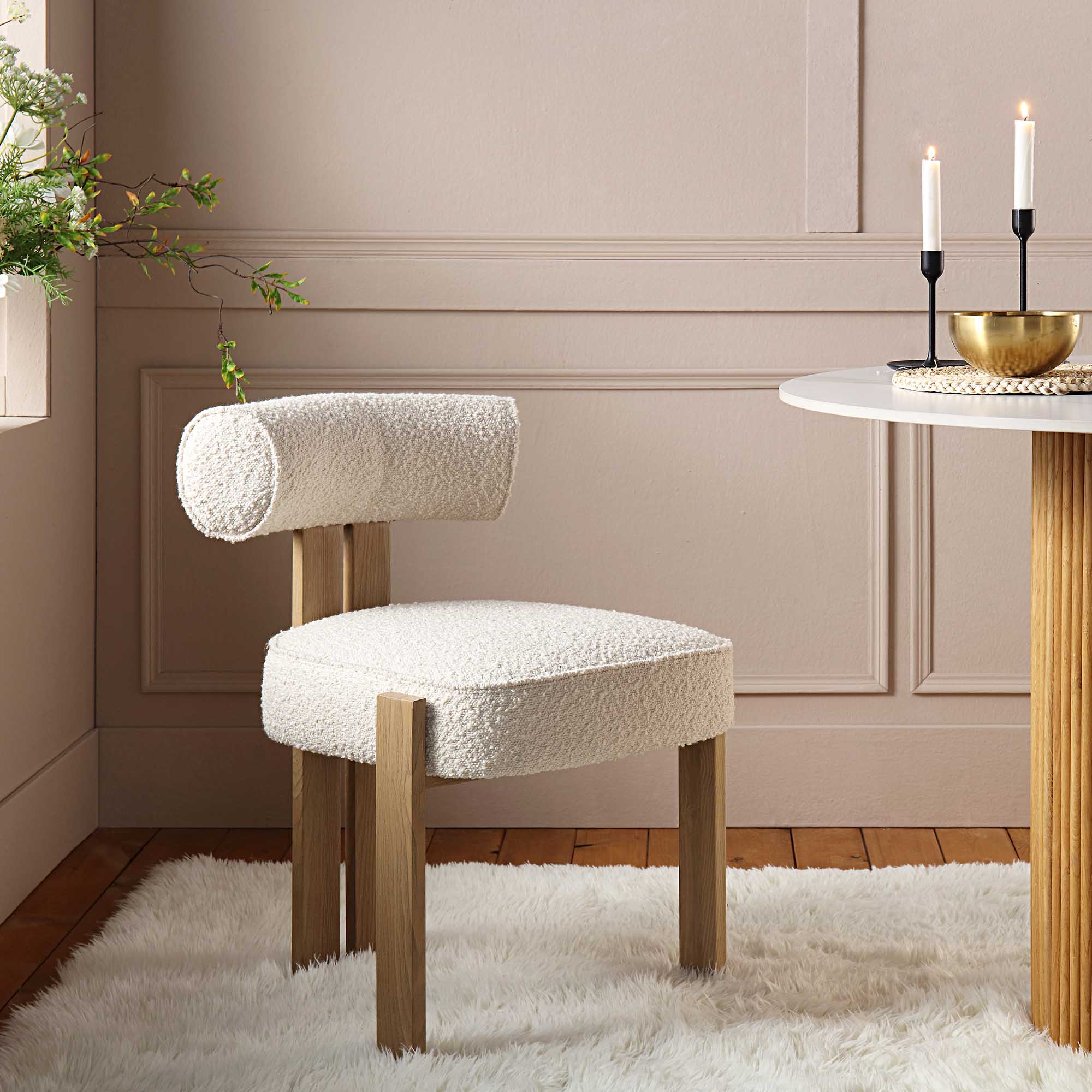 Ophelia Ecru Boucle Dining Chair