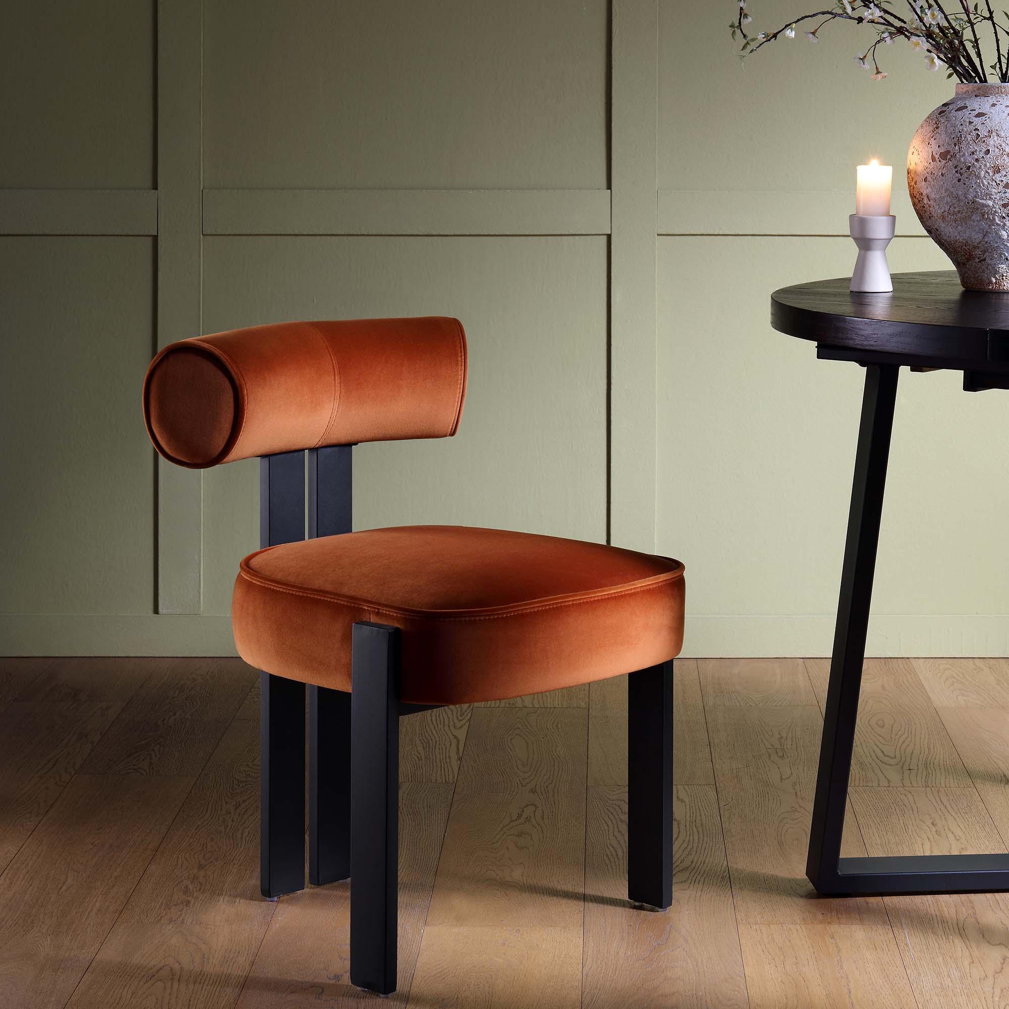 Ophelia Rust Velvet Dining Chair