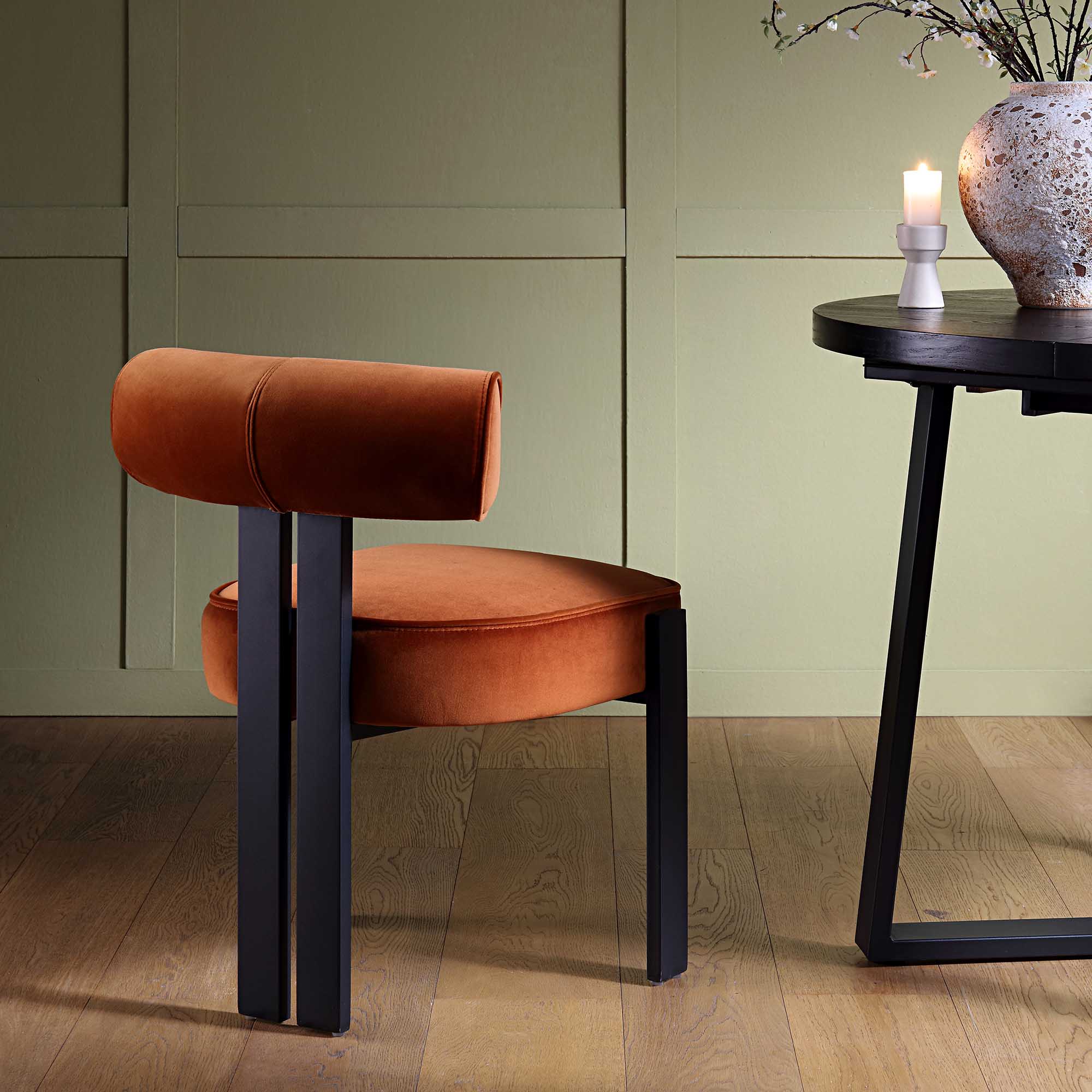 Ophelia Rust Velvet Dining Chair