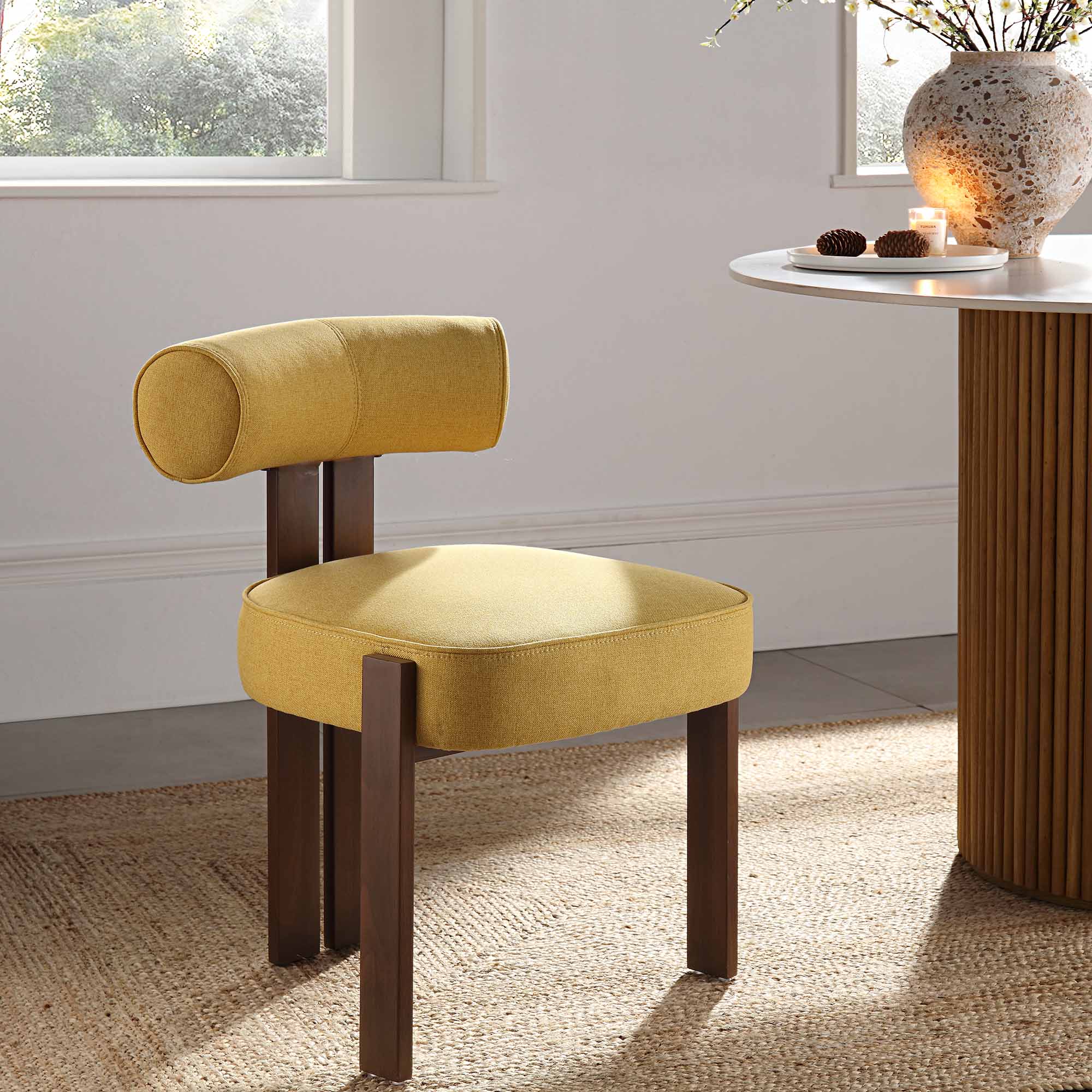 Ophelia Honey Gold Fabric Dining Chair