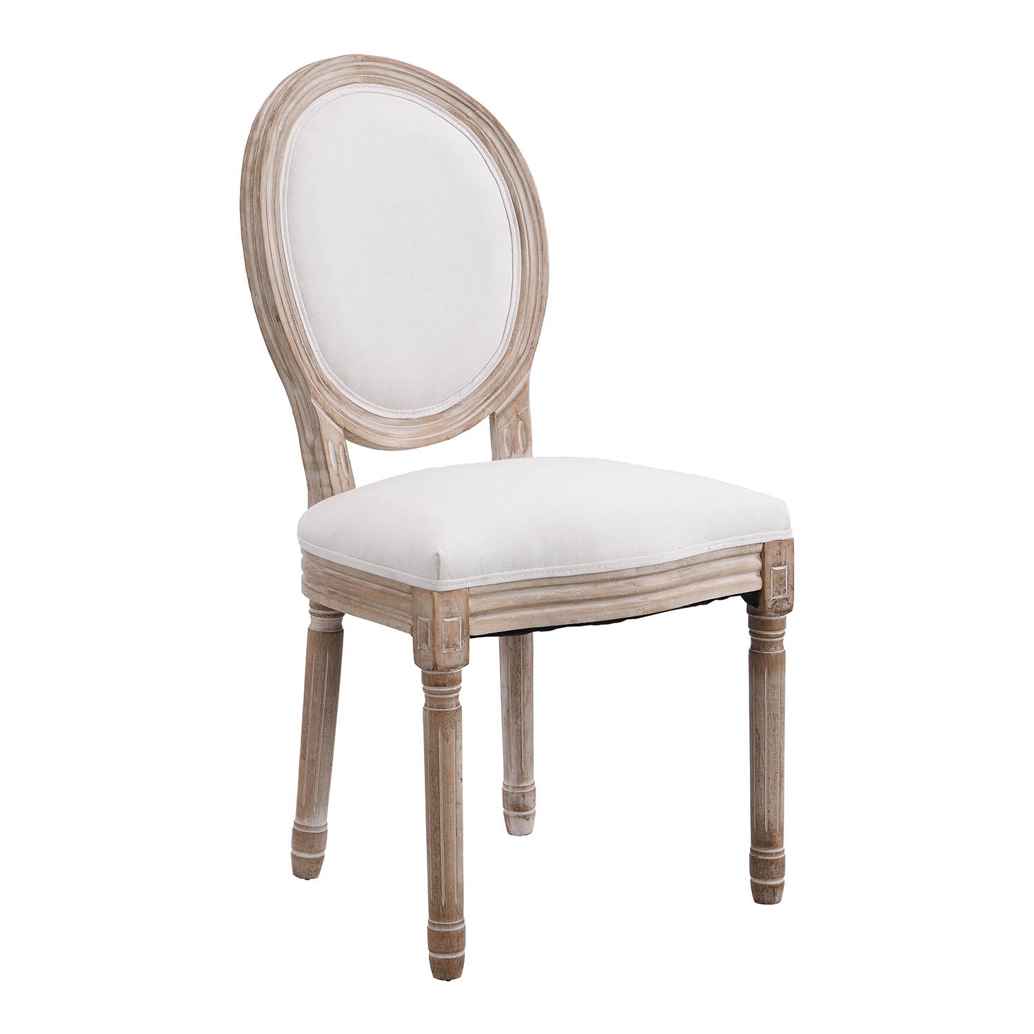 Lainston Set of 2 Classic Limewashed Wooden Dining Chairs, Beige