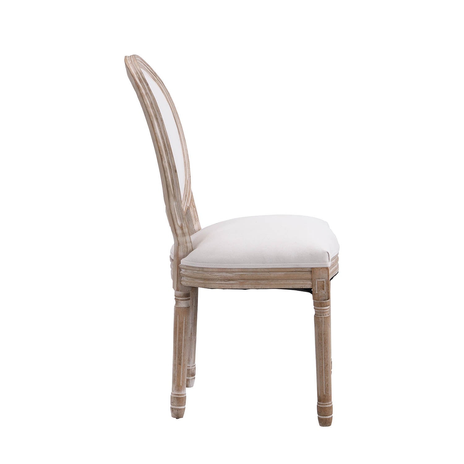 Lainston Set of 2 Classic Limewashed Wooden Dining Chairs, Beige