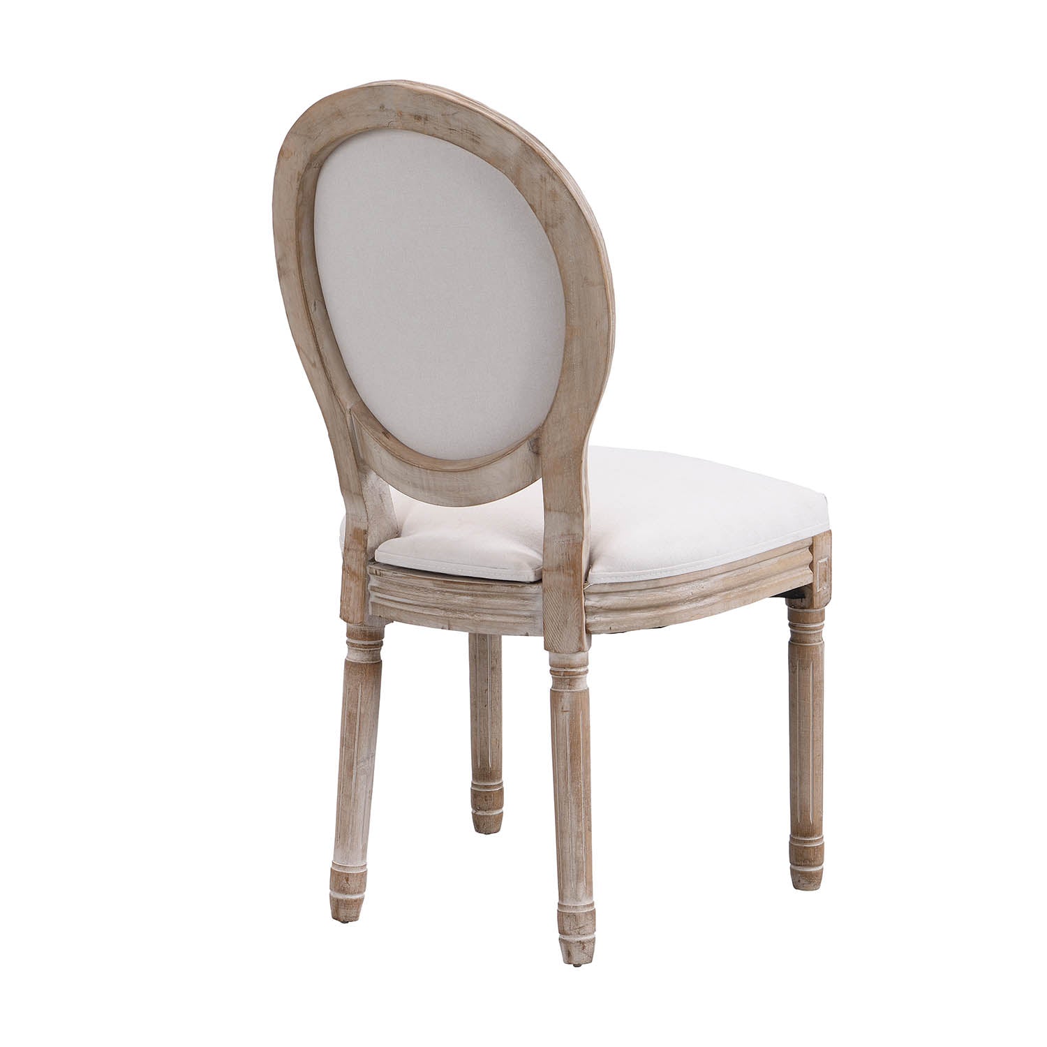 Lainston Set of 2 Classic Limewashed Wooden Dining Chairs, Beige